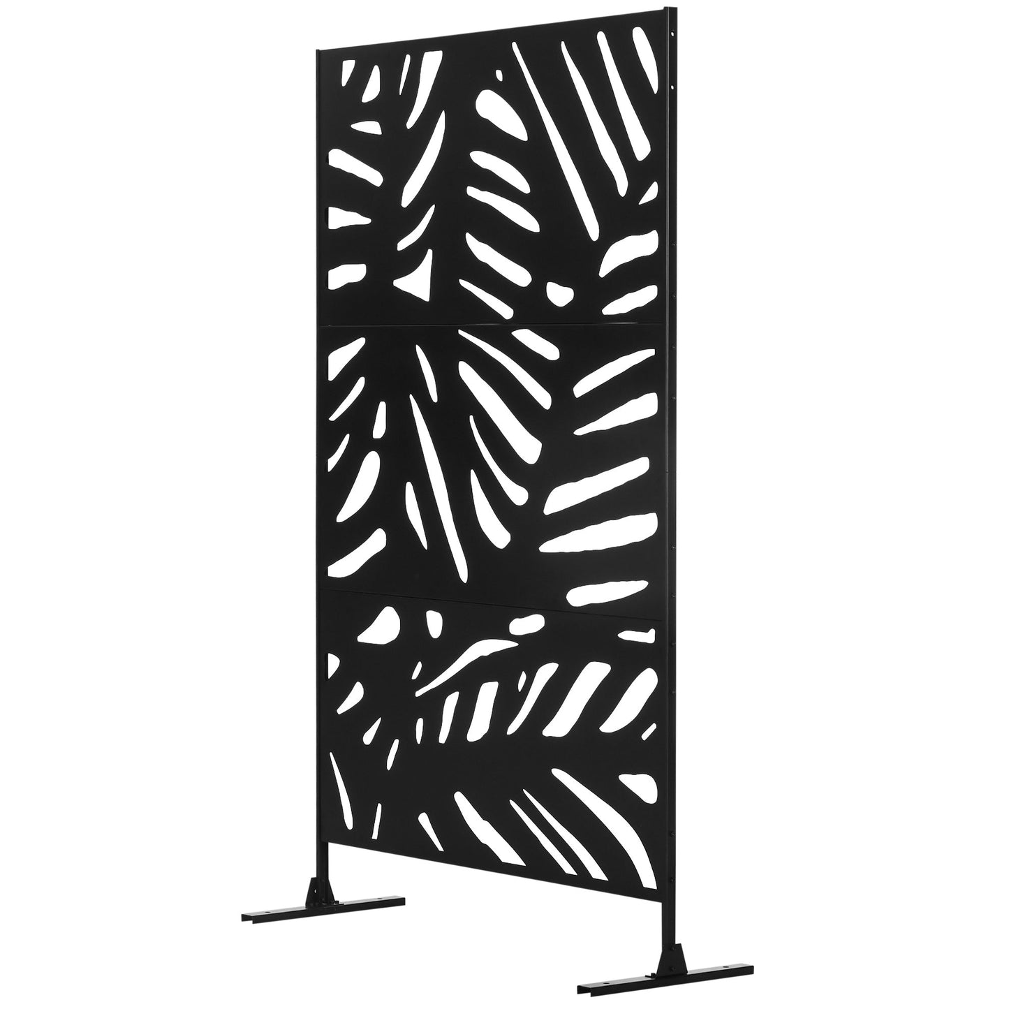 Metal Outdoor Privacy Screen, Decorative Outdoor Divider with Stand and Expansion Screws, Freestanding Privacy Panel for Garden Backyard Deck Pool Hot Tub, Leaf Style