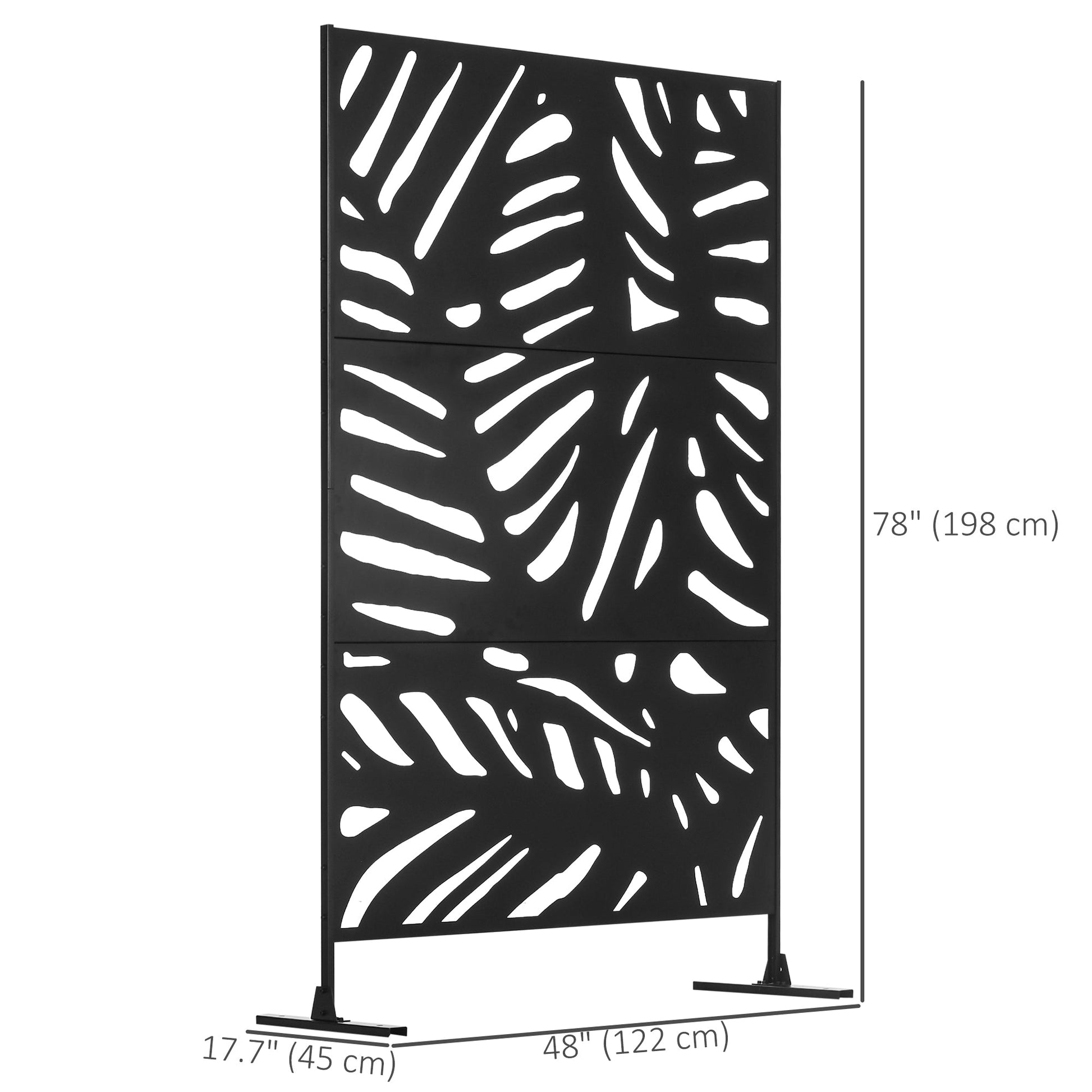 Metal Outdoor Privacy Screen, Decorative Outdoor Divider with Stand and Expansion Screws, Freestanding Privacy Panel for Garden Backyard Deck Pool Hot Tub, Leaf Style
