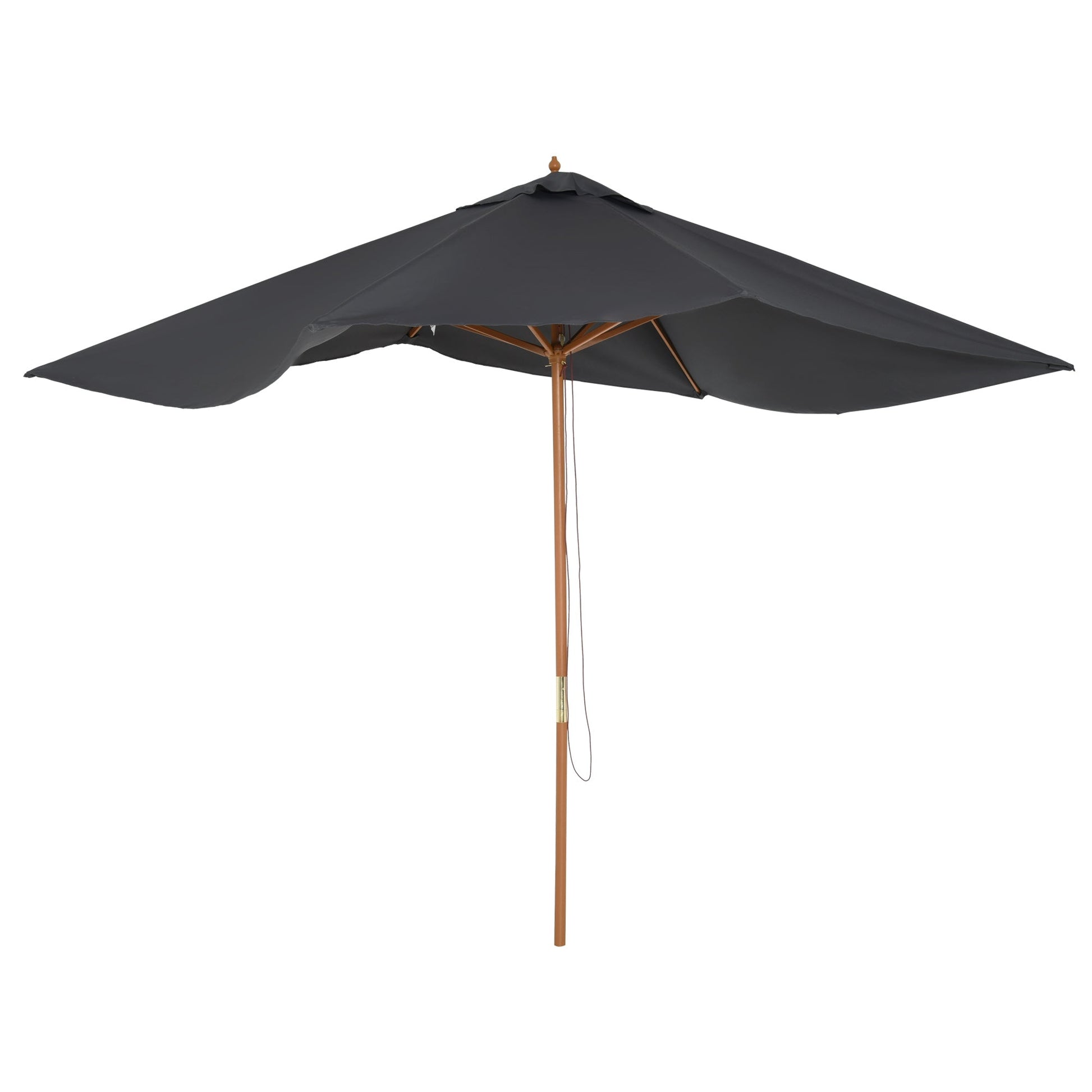 7' x 10' Wooden Patio Umbrella, Rectangular Garden Parasol, Market Table Umbrella with Top Vent, Dark Grey