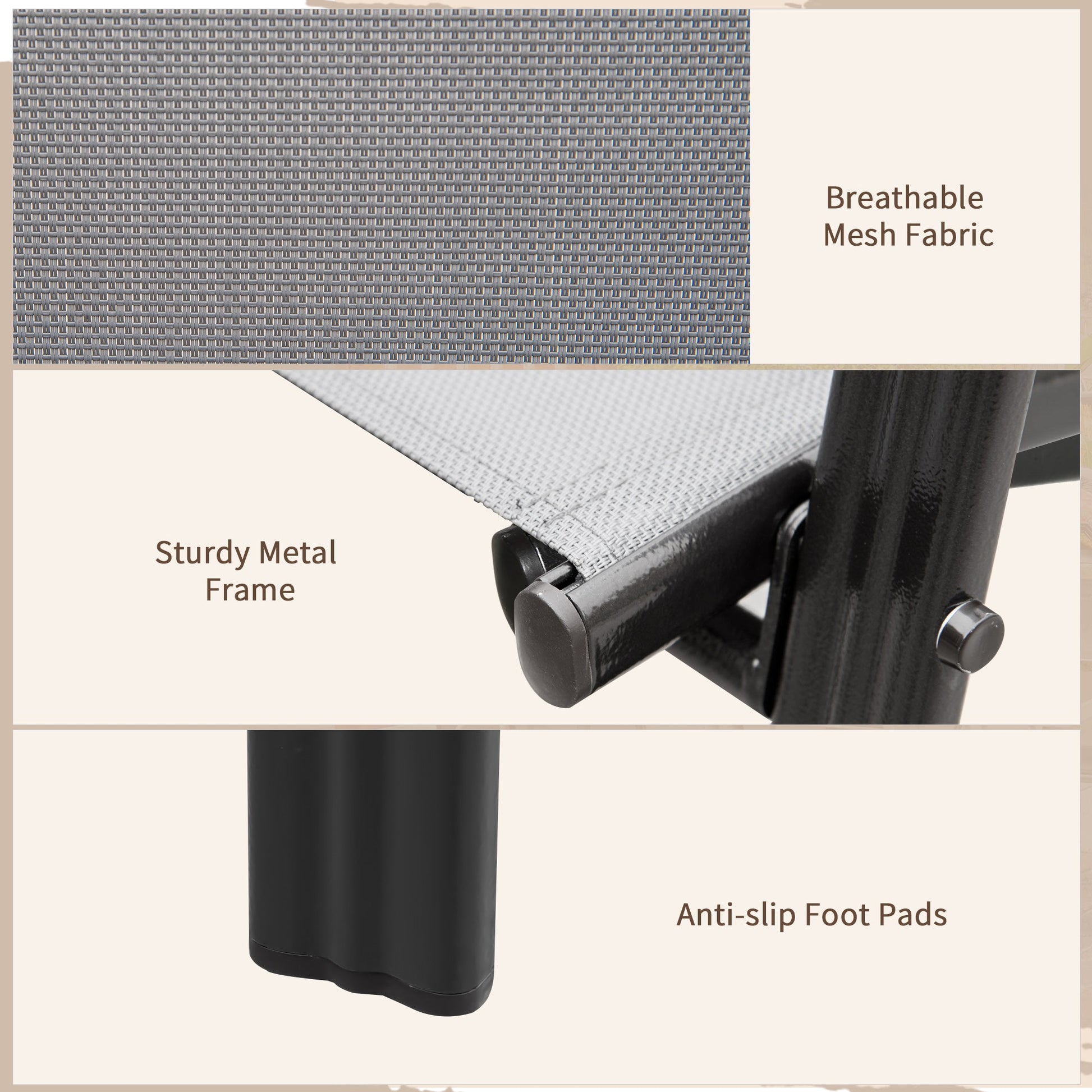 Set of 4 Outdoor Dining Chairs, Heavy Duty Stackable Patio Dining Set with Mesh Seat and Armrests for Balcony Garden, Dark Grey