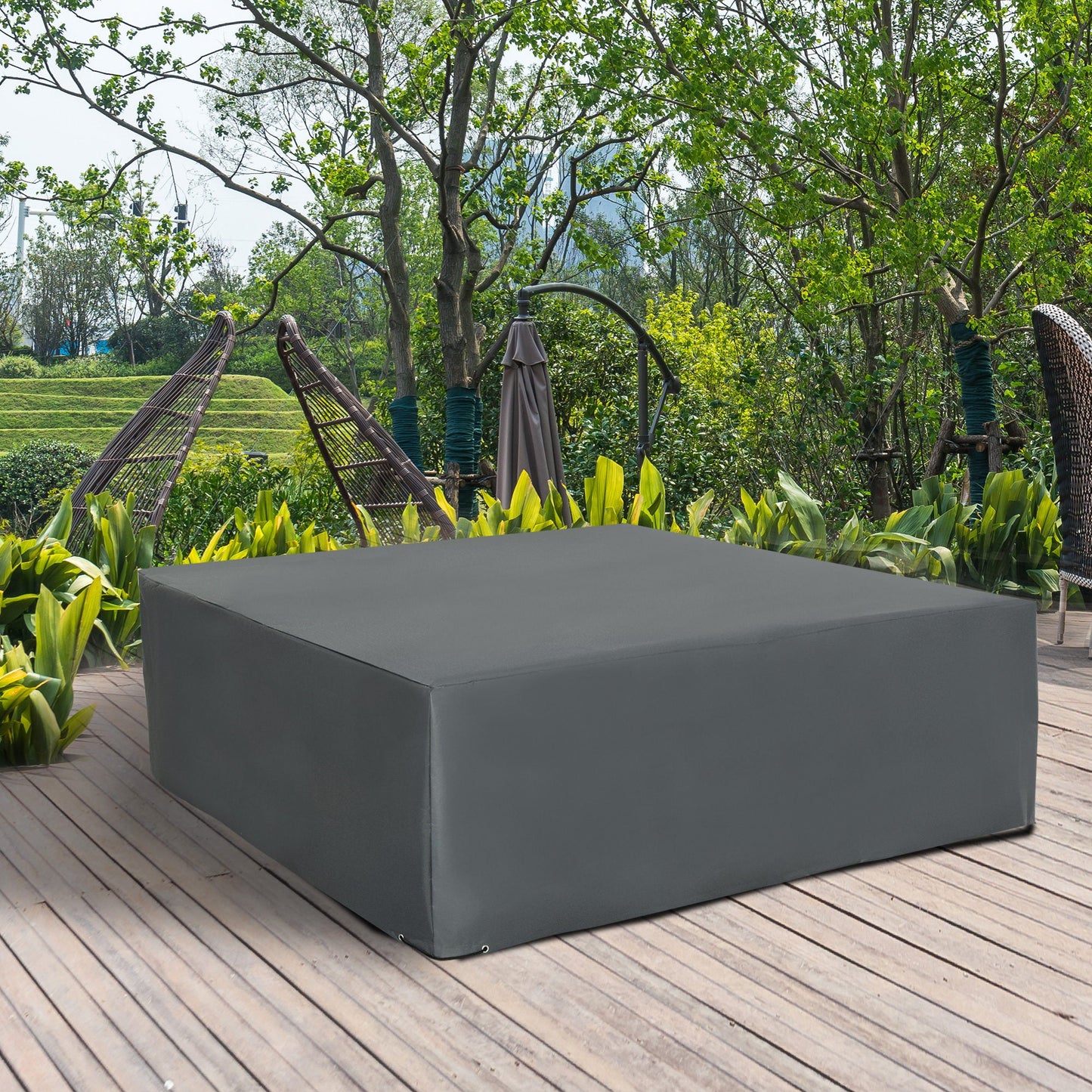 Patio Furniture Covers Waterproof, 600D Heavy Duty Oxford Outdoor Patio Cover, UV-Resistant Outdoor Lounge Chair Cover, 80.7" x 75.6" x 24", Grey