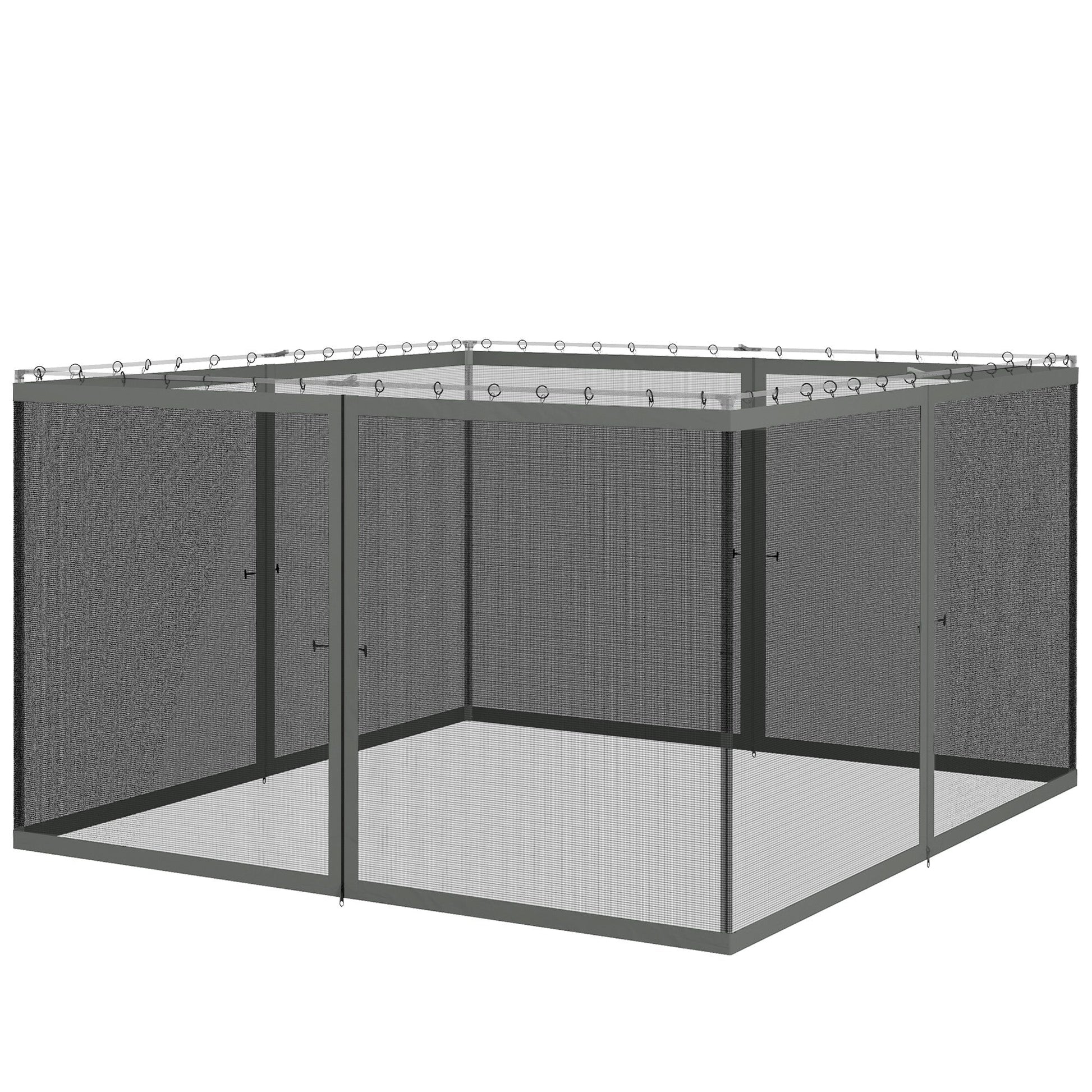 Replacement Mosquito Netting for Gazebo 12' x 12' Black Screen Walls for Canopy with Zippers for Parties and Outdoor Activities, Dark Grey