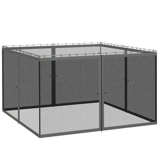 Replacement Mosquito Netting for Gazebo 12' x 12' Black Screen Walls for Canopy with Zippers for Parties and Outdoor Activities, Dark Grey