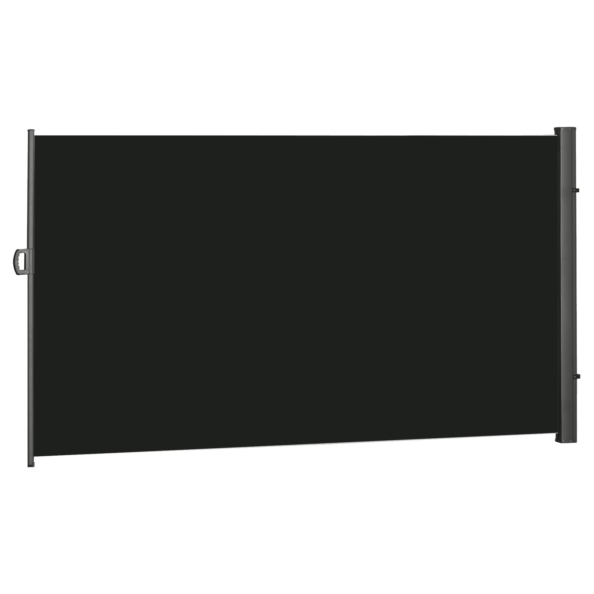 118" x 79" Retractable Side Awning Patio Outdoor Folding Privacy Screen with Resistance to UV Rays & Wind, Black