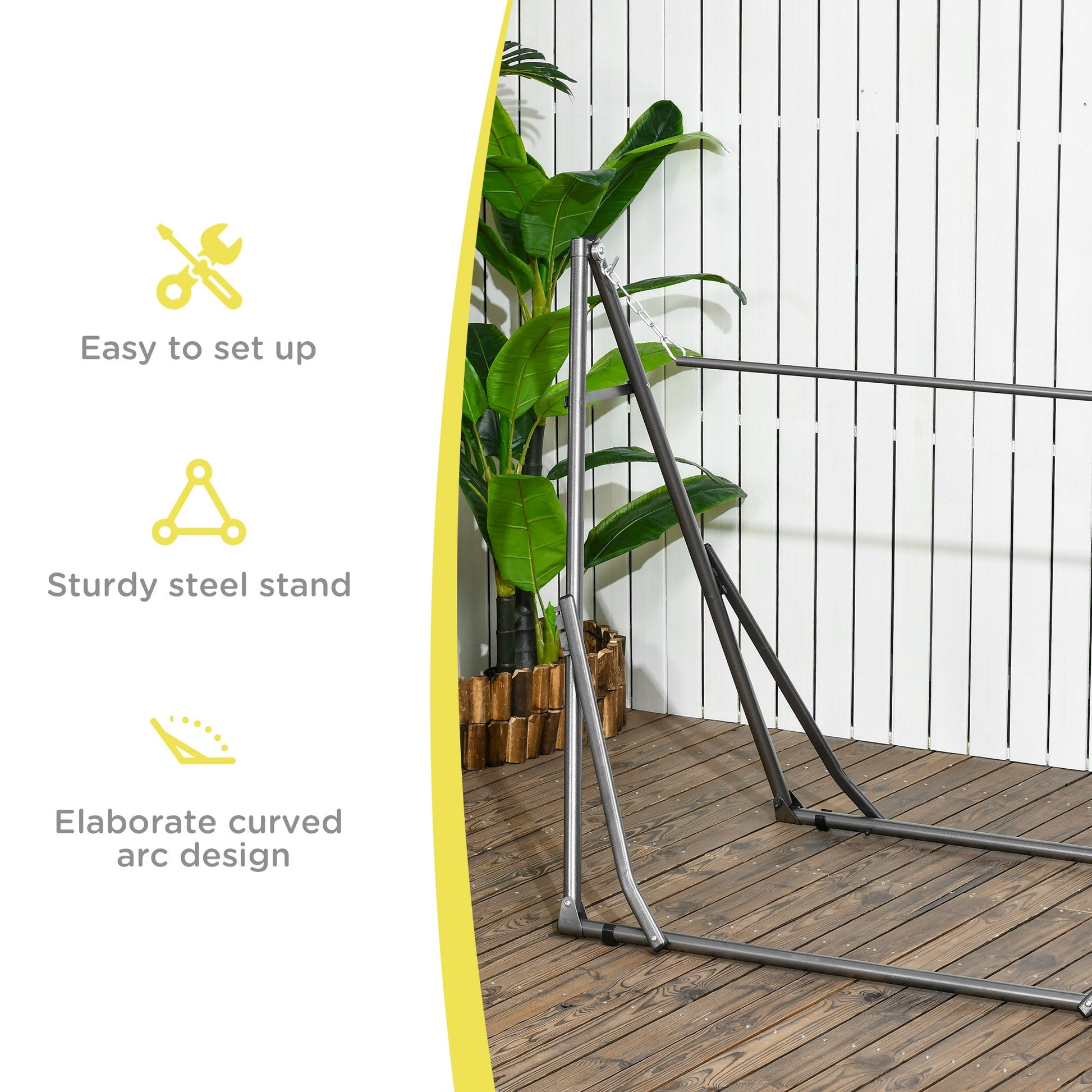 Foldable Hammock Stand Only, 2-in-1 Adjustable Portable Hammock Stand Clothes Drying Rack with Carrying Bag and Steel Frame for Indoor, Outdoor, Camping, Black