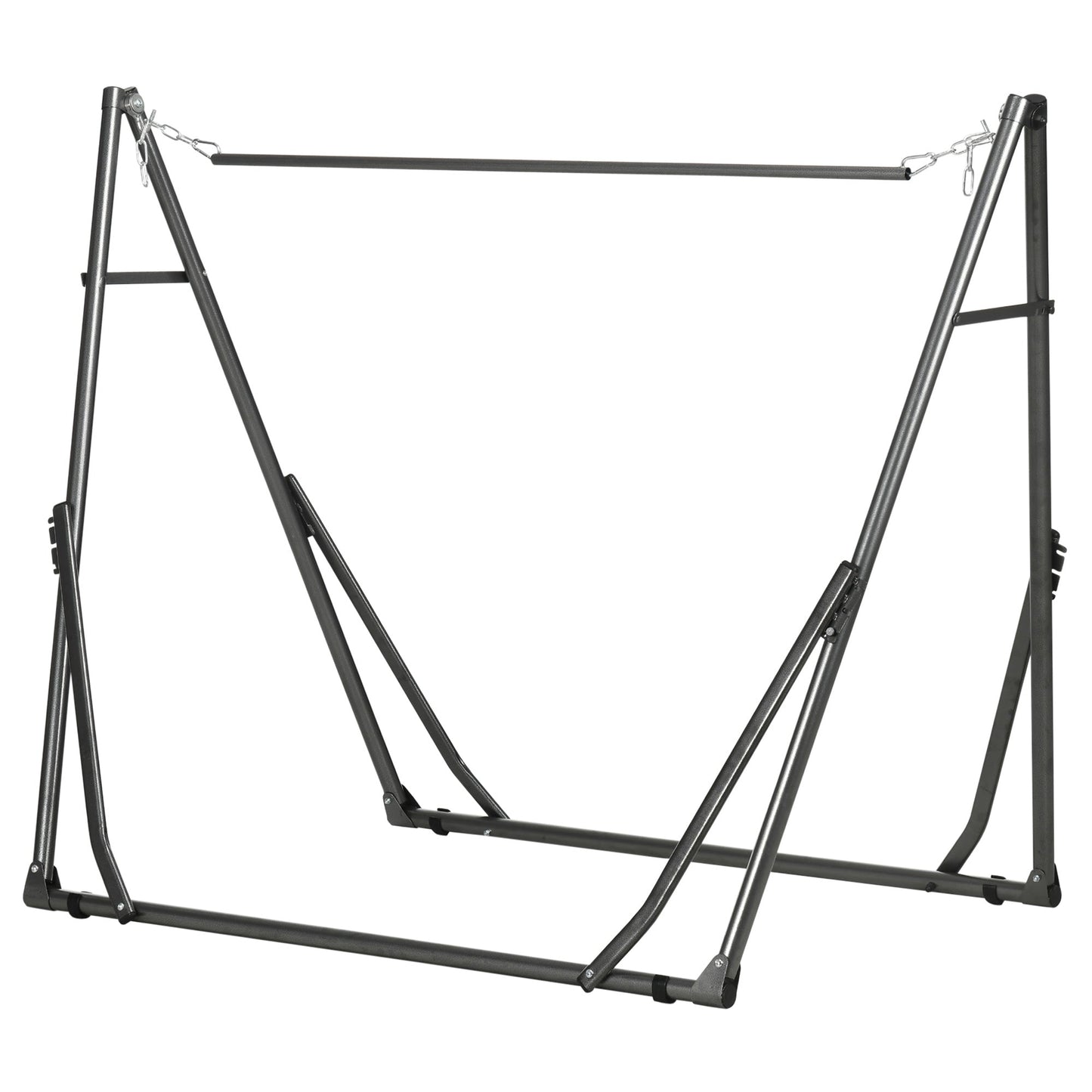 Foldable Hammock Stand Only, 2-in-1 Adjustable Portable Hammock Stand Clothes Drying Rack with Carrying Bag and Steel Frame for Indoor, Outdoor, Camping, Black