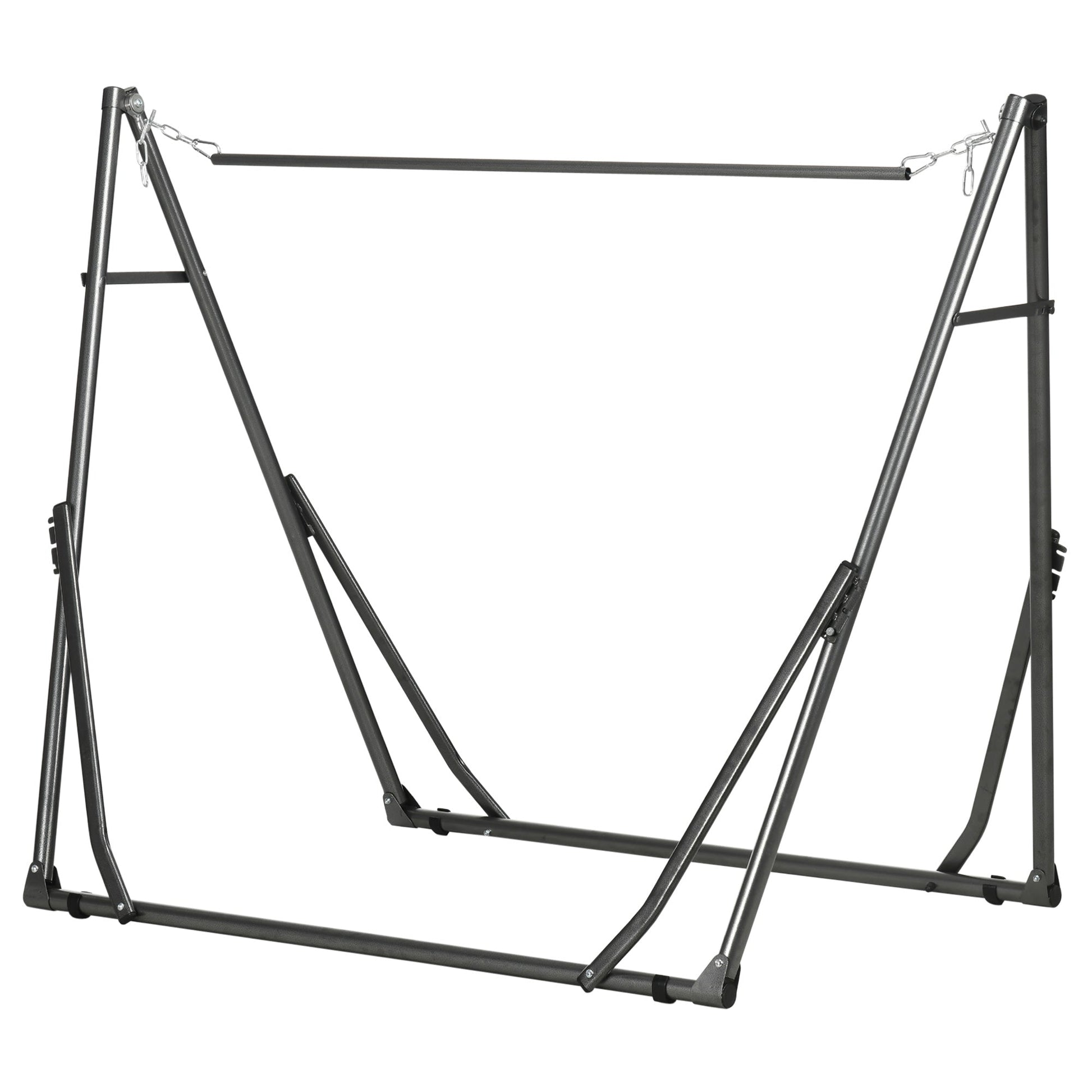Foldable Hammock Stand Only, 2-in-1 Adjustable Portable Hammock Stand Clothes Drying Rack with Carrying Bag and Steel Frame for Indoor, Outdoor, Camping, Black