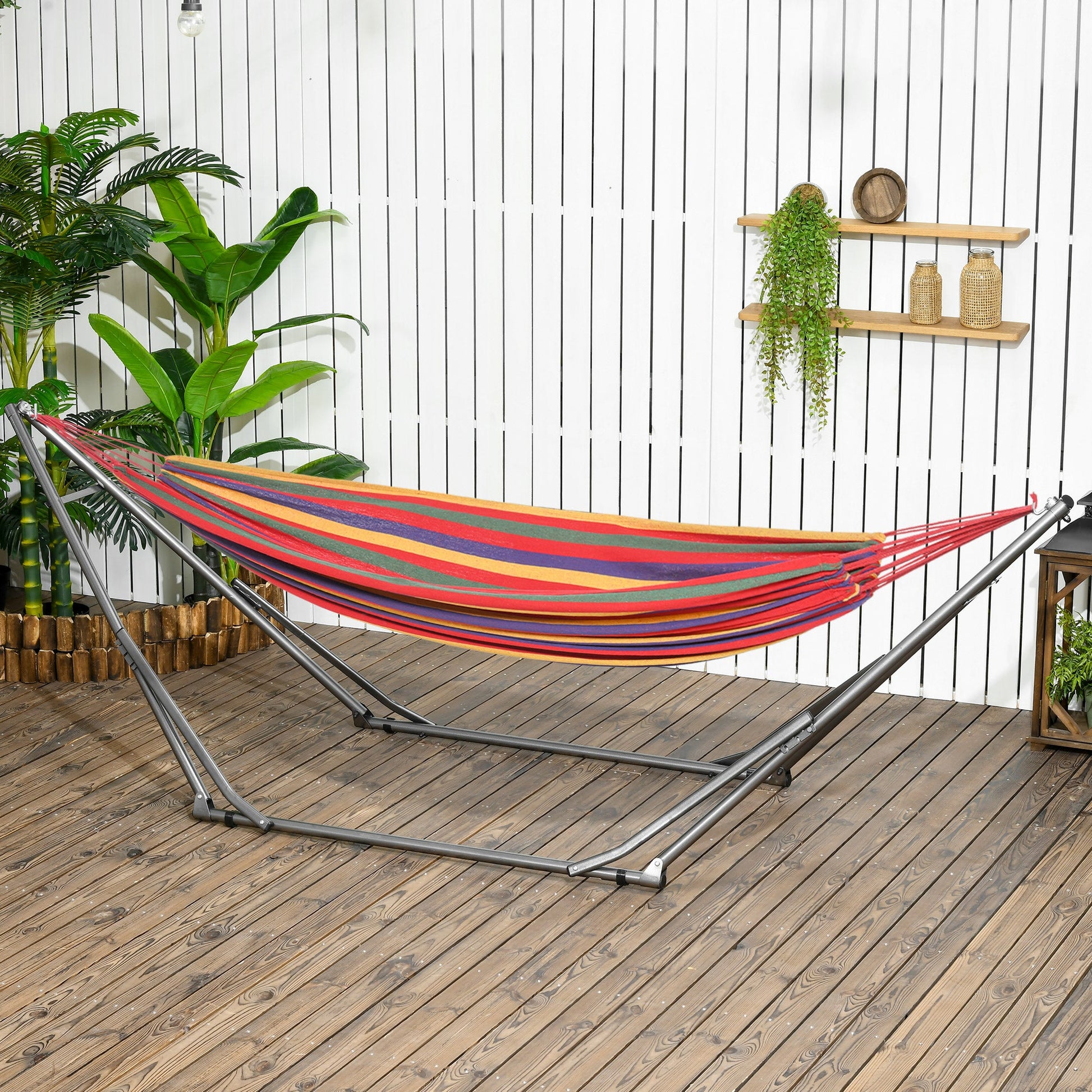 Foldable Hammock Stand Only, 2-in-1 Adjustable Portable Hammock Stand Clothes Drying Rack with Carrying Bag and Steel Frame for Indoor, Outdoor, Camping, Black