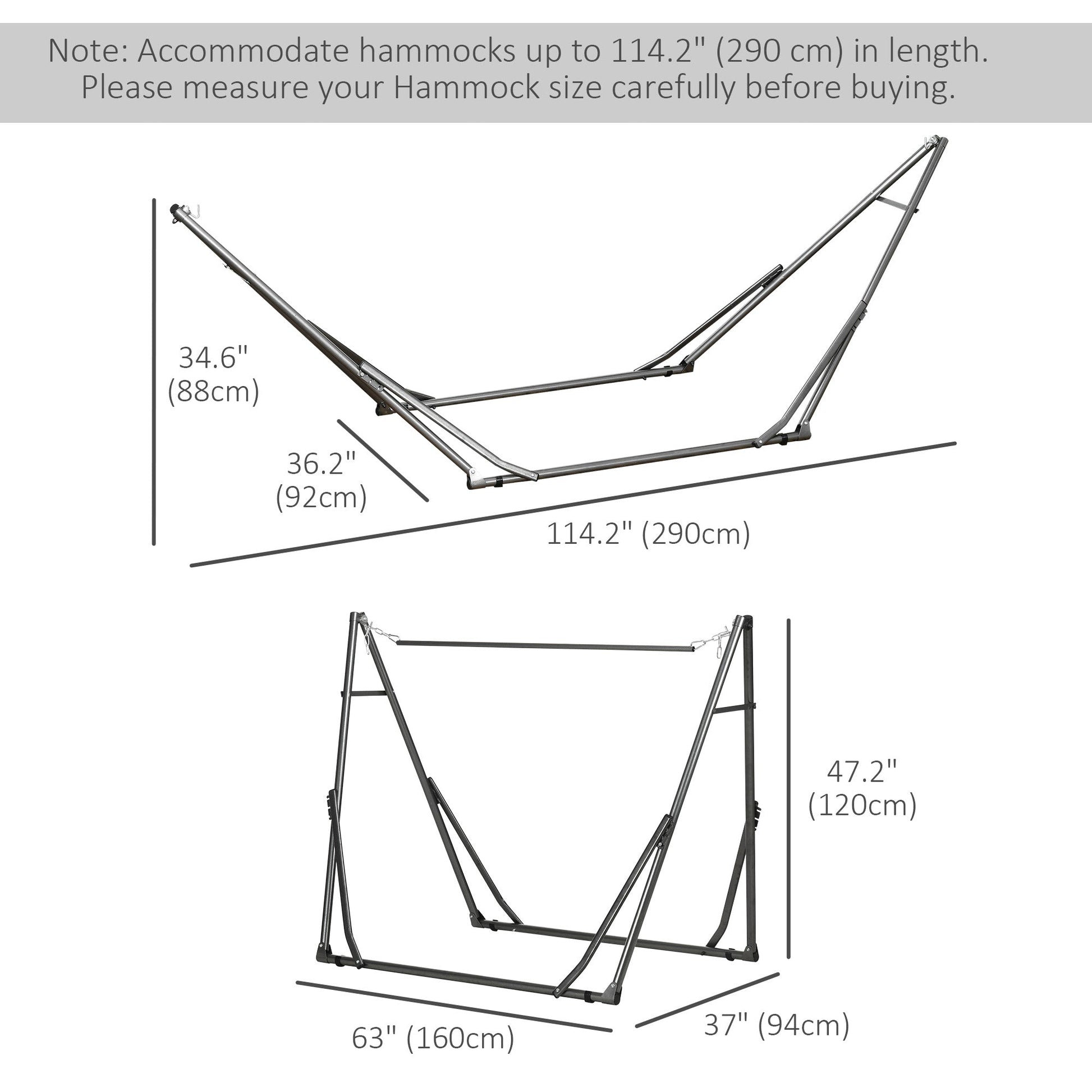 Foldable Hammock Stand Only, 2-in-1 Adjustable Portable Hammock Stand Clothes Drying Rack with Carrying Bag and Steel Frame for Indoor, Outdoor, Camping, Black