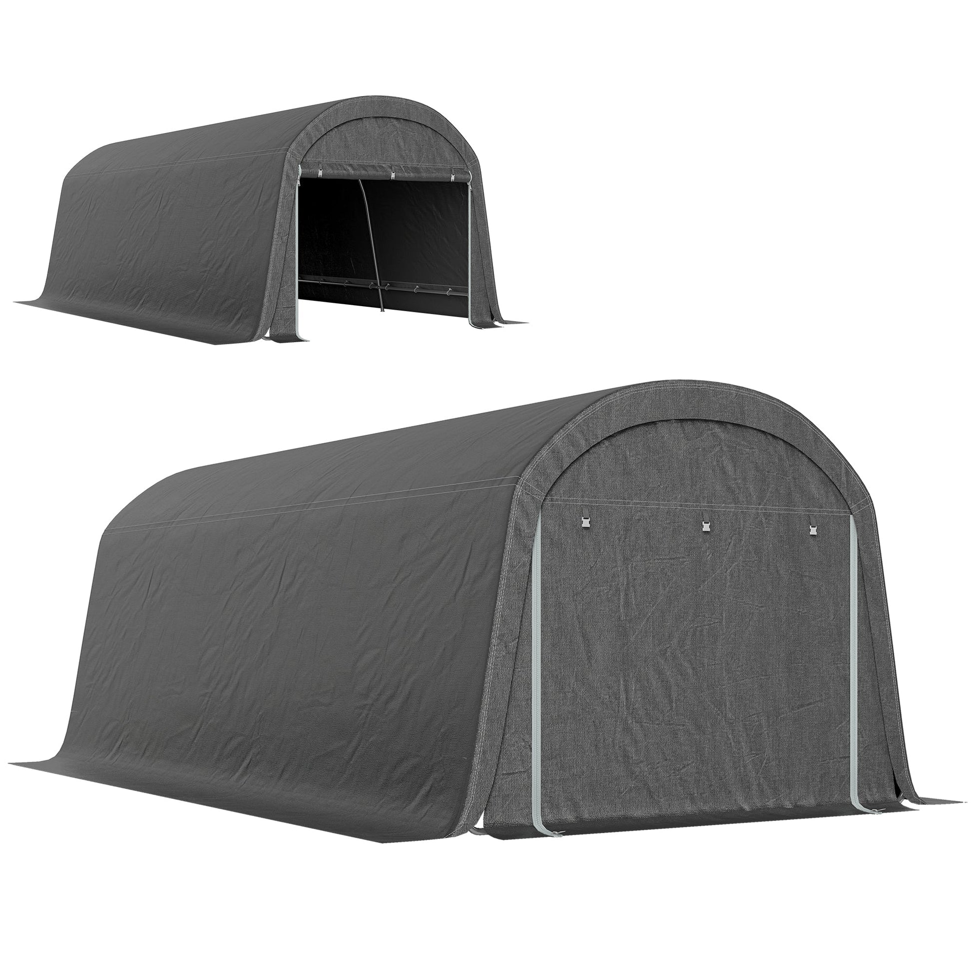 10' x 20' Portable Shed, Waterproof Motorcycle Bike Tent with Roll-up Zipper Door, Galvanised Steel Frame, Outdoor Storage Shed for Garden Tools, Dark Grey