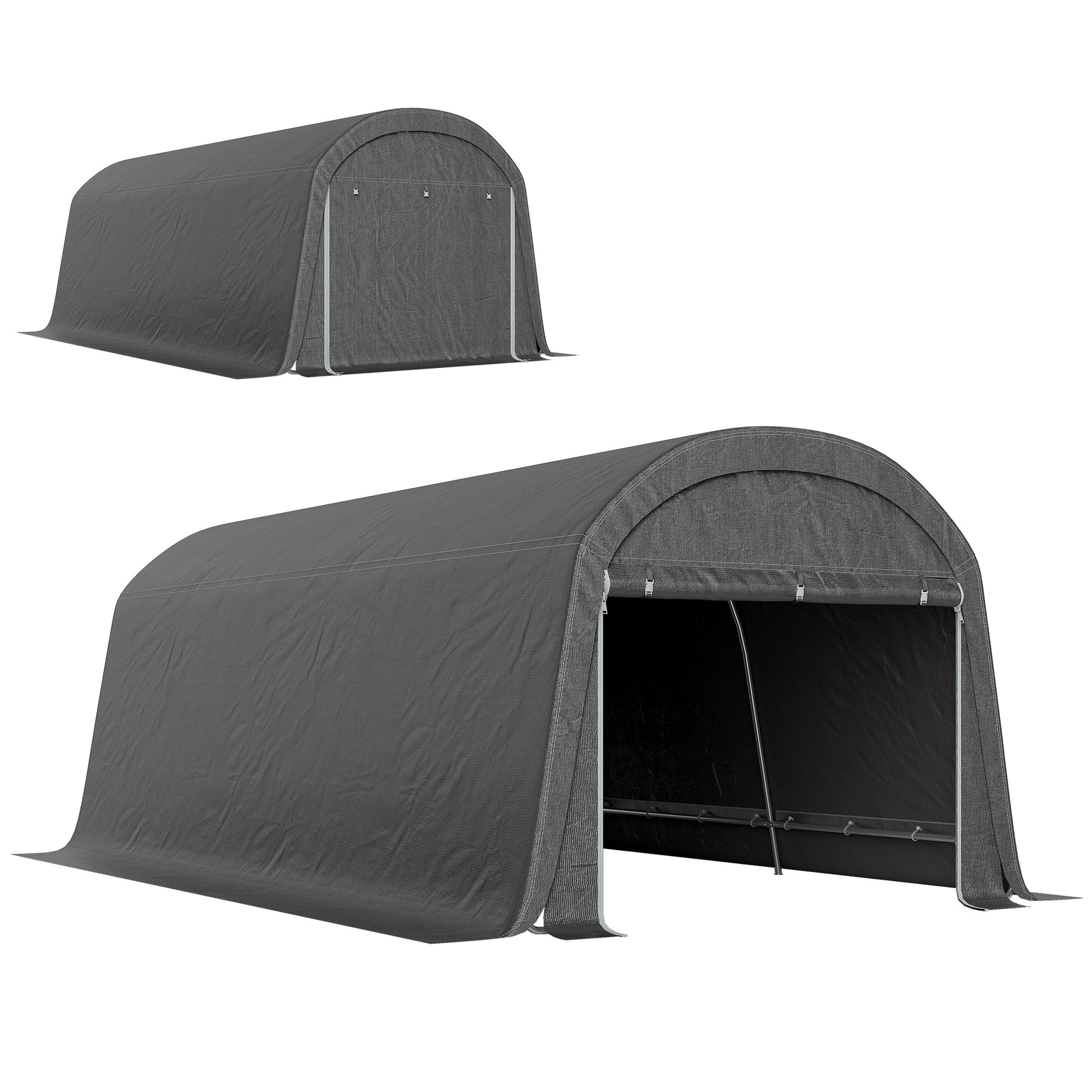 10' x 20' Portable Shed, Waterproof Motorcycle Bike Tent with Roll-up Zipper Door, Galvanised Steel Frame, Outdoor Storage Shed for Garden Tools, Dark Grey