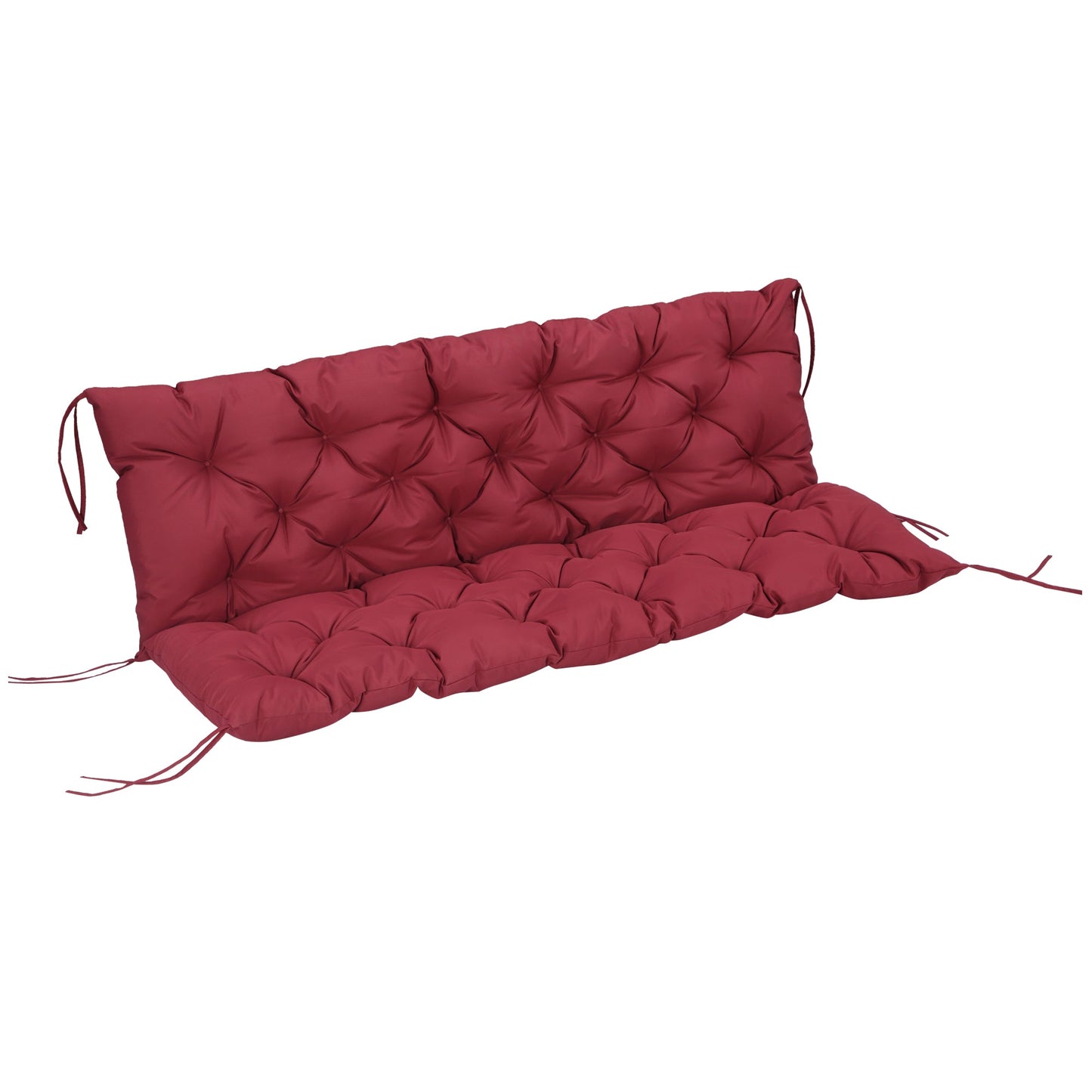 Porch Swing Cushion Garden Bench Cushion with Backrest, Non-Slip 3-Seater Thick Pad, Swing Chair Mat Replacement for Indoor and Outdoor, 59.1" x 38.6", Wine Red