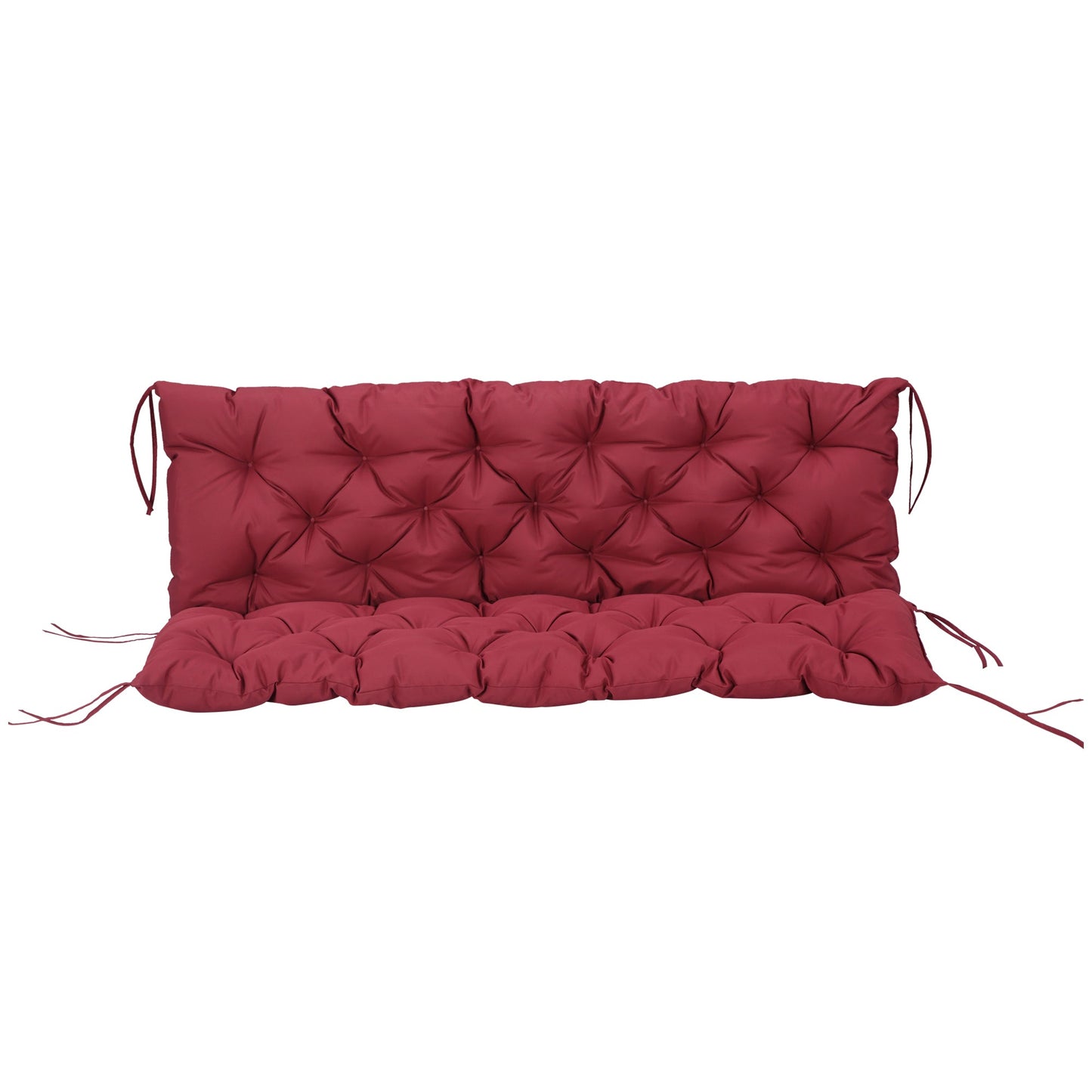 Porch Swing Cushion Garden Bench Cushion with Backrest, Non-Slip 3-Seater Thick Pad, Swing Chair Mat Replacement for Indoor and Outdoor, 59.1" x 38.6", Wine Red
