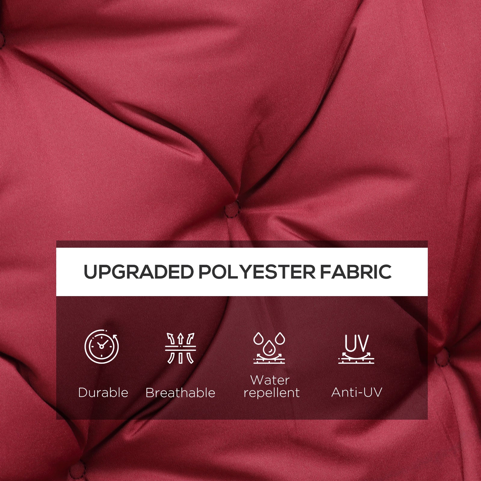 Porch Swing Cushion Garden Bench Cushion with Backrest, Non-Slip 3-Seater Thick Pad, Swing Chair Mat Replacement for Indoor and Outdoor, 59.1" x 38.6", Wine Red