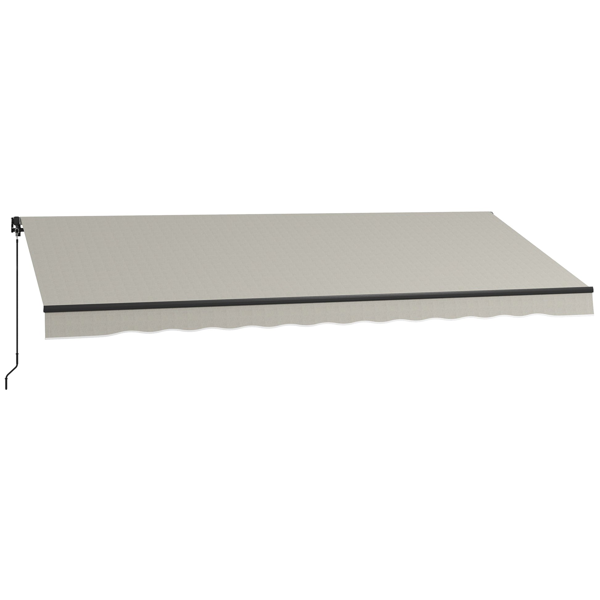 15' x 10' Retractable Awning, Patio Awning Sunshade Shelter with Manual Crank Handle, 280gsm UV Resistant Fabric and Aluminum Frame, for Balcony, Yard, Light Grey