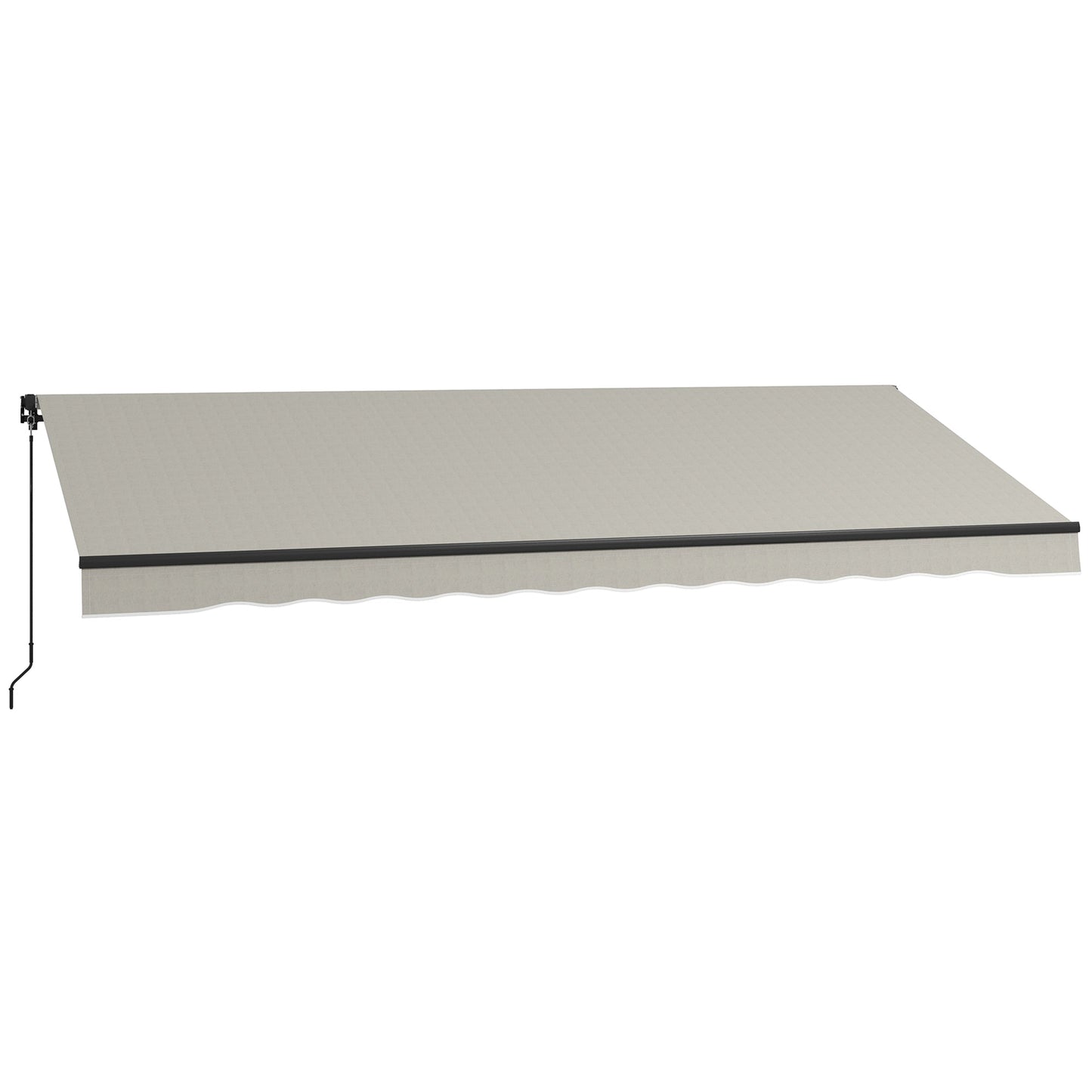  15' x 10' Retractable Awning, Patio Awning Sunshade Shelter with Manual Crank Handle, 280gsm UV Resistant Fabric and Aluminum Frame, for Balcony, Yard, Light Grey