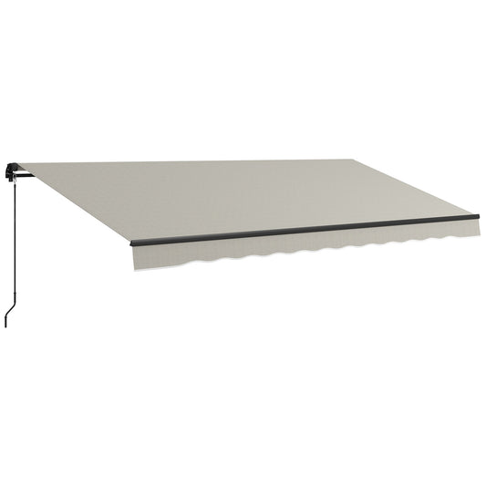  15' x 10' Retractable Awning, Patio Awning Sunshade Shelter with Manual Crank Handle, 280gsm UV Resistant Fabric and Aluminum Frame, for Balcony, Yard, Light Grey