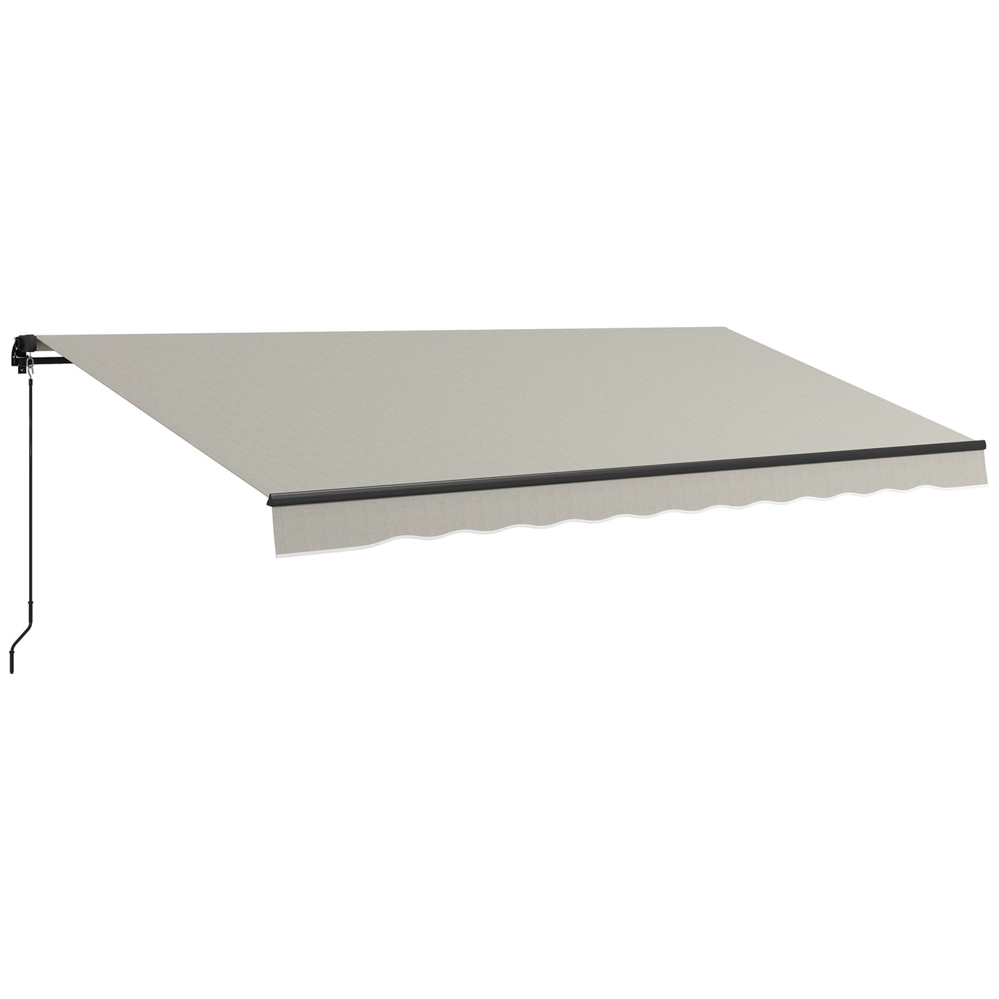  15' x 10' Retractable Awning, Patio Awning Sunshade Shelter with Manual Crank Handle, 280gsm UV Resistant Fabric and Aluminum Frame, for Balcony, Yard, Light Grey