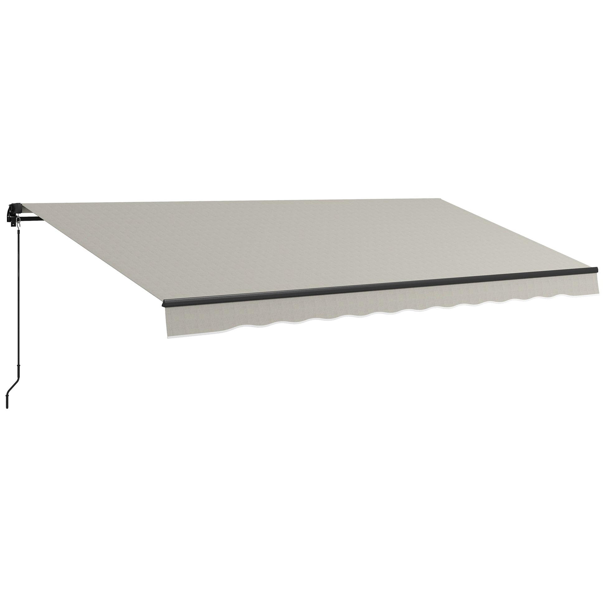  15' x 10' Retractable Awning, Patio Awning Sunshade Shelter with Manual Crank Handle, 280gsm UV Resistant Fabric and Aluminum Frame, for Balcony, Yard, Light Grey