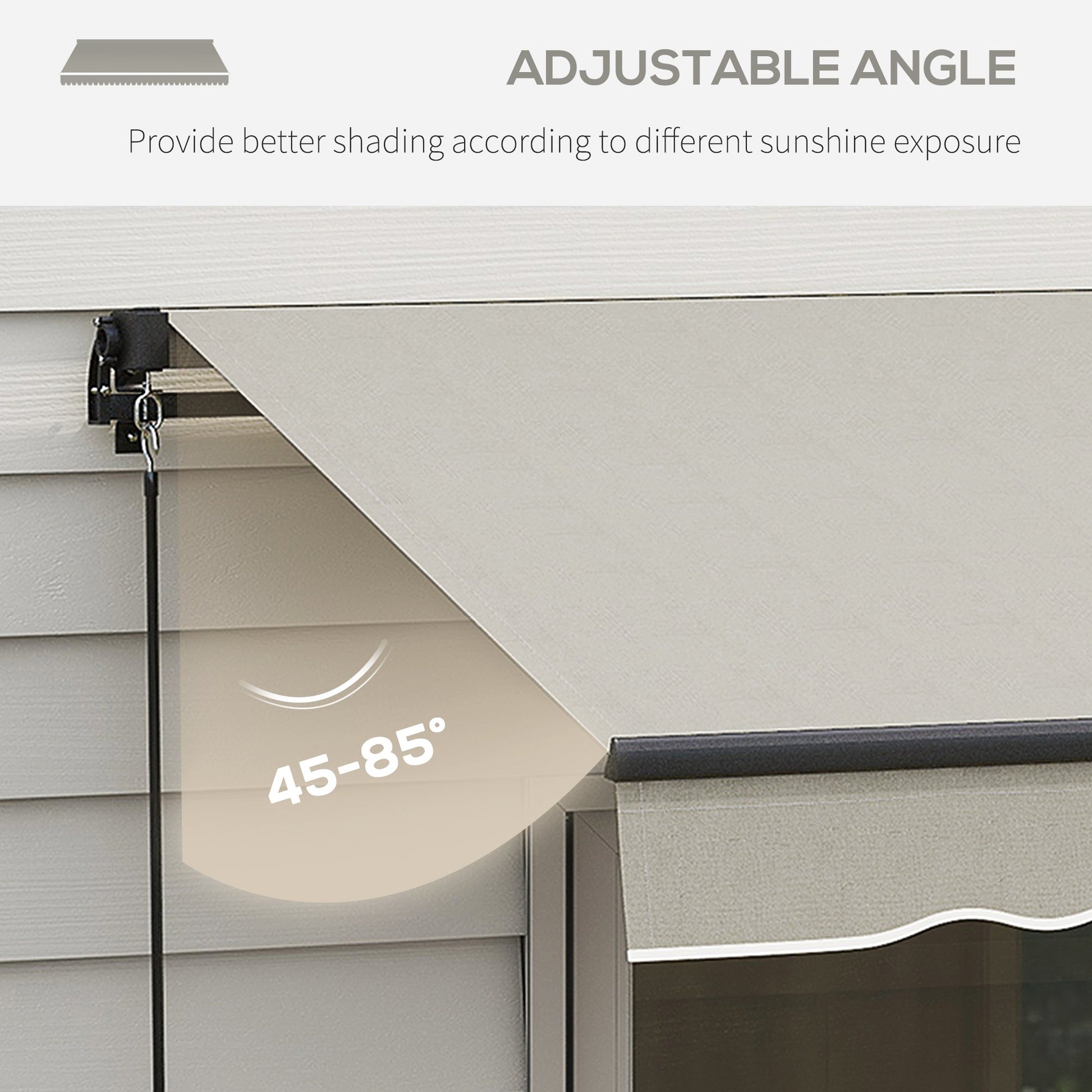  15' x 10' Retractable Awning, Patio Awning Sunshade Shelter with Manual Crank Handle, 280gsm UV Resistant Fabric and Aluminum Frame, for Balcony, Yard, Light Grey