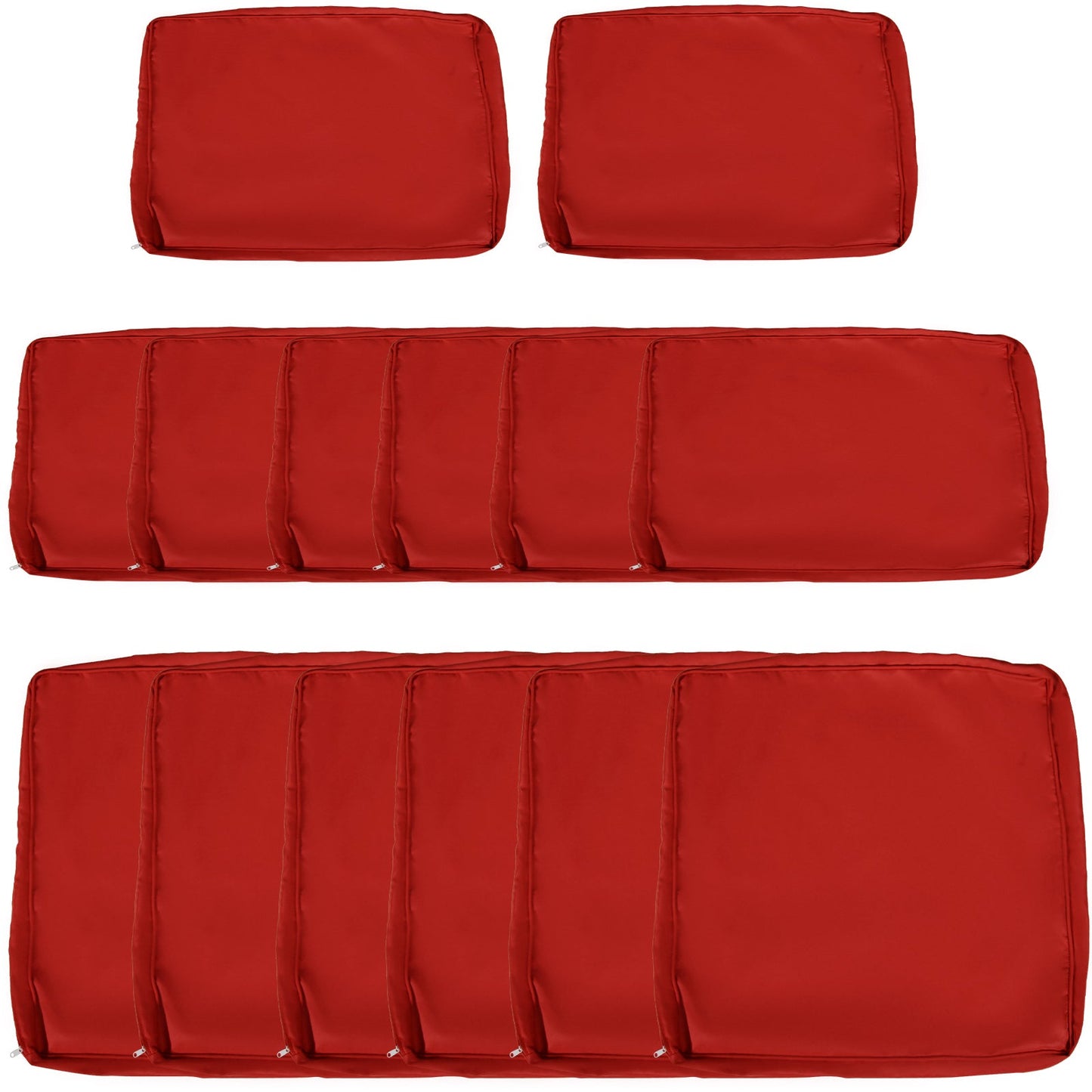 14Pcs Outdoor Cushion Covers, Patio Cushion Covers Replacement for Rattan Sofa Set - No Cushion Included, Red