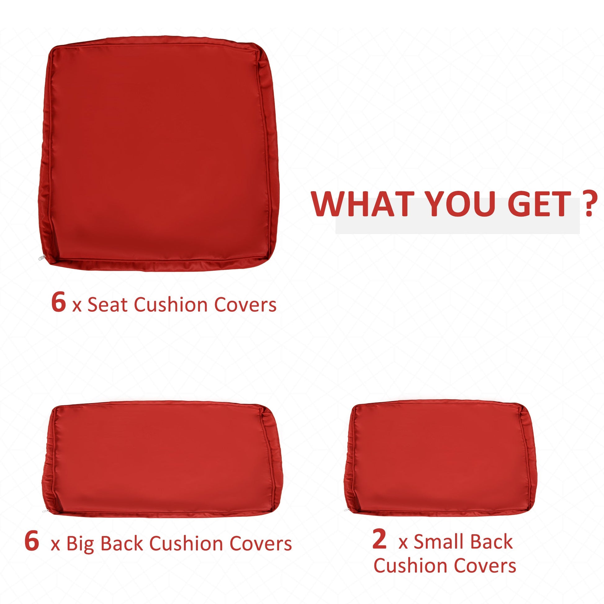 14Pcs Outdoor Cushion Covers, Patio Cushion Covers Replacement for Rattan Sofa Set - No Cushion Included, Red