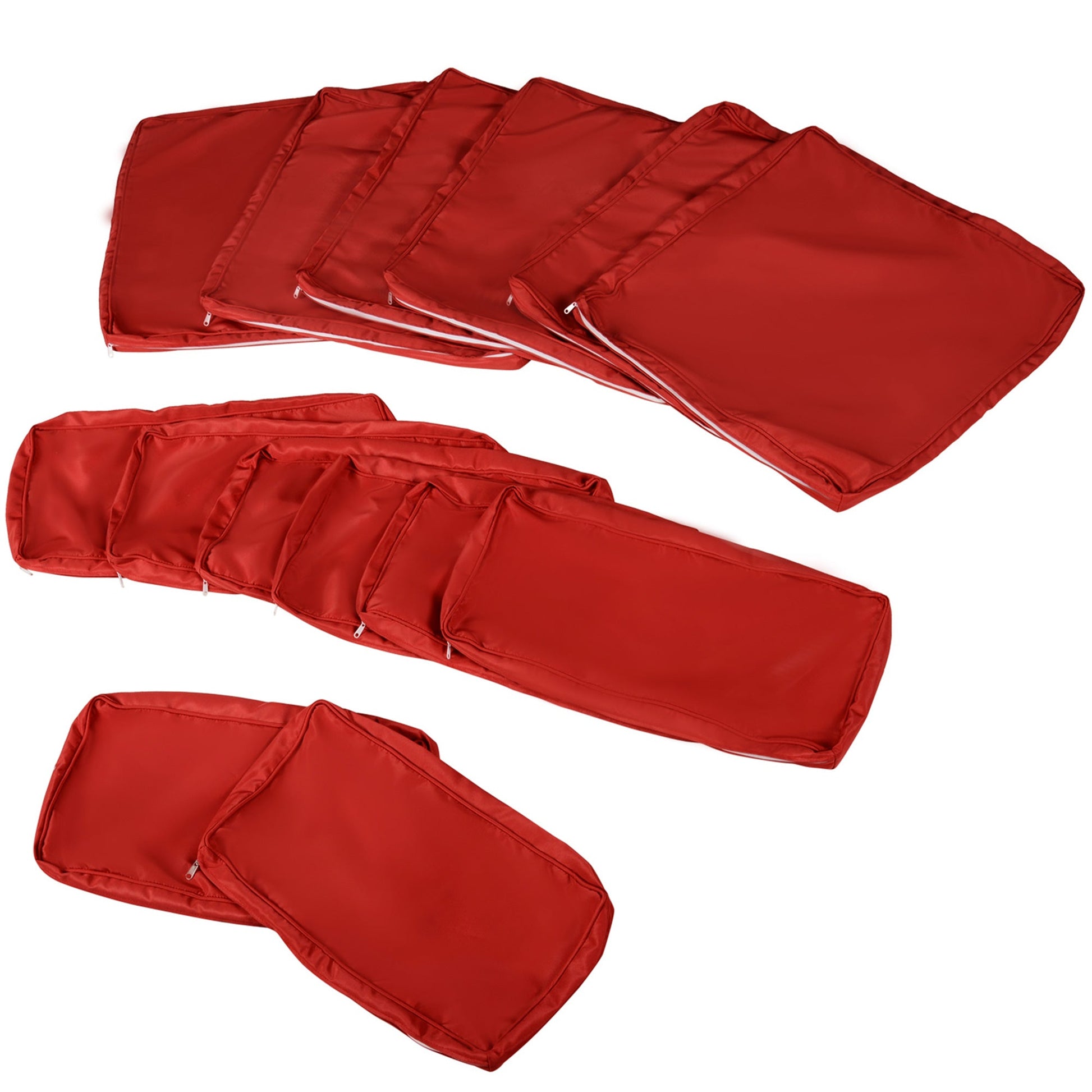 14Pcs Outdoor Cushion Covers, Patio Cushion Covers Replacement for Rattan Sofa Set - No Cushion Included, Red