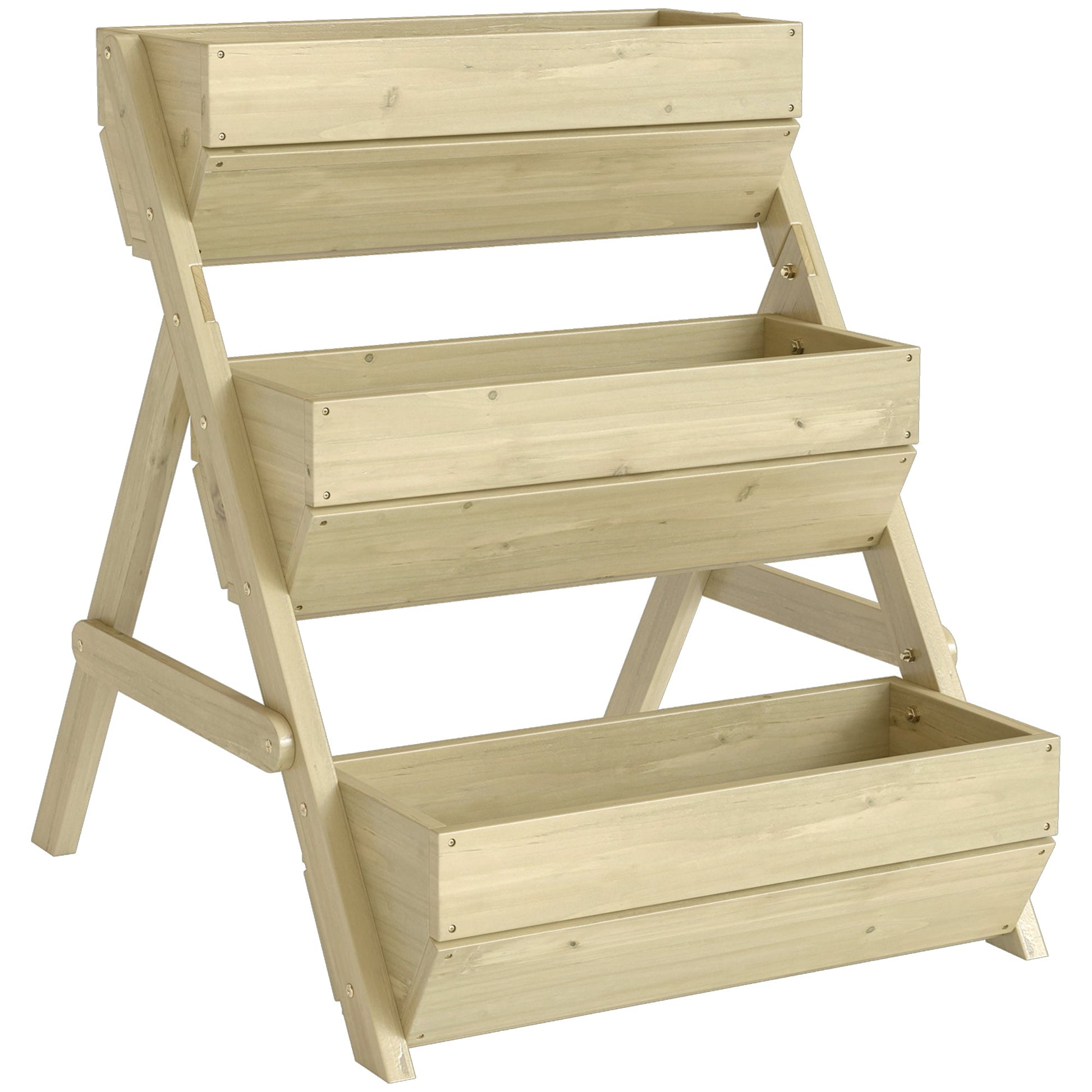 3 Tier Raised Garden Bed, 26" x 30" x 30" Vertical Wooden Elevated Planter Box Kit for Flowers, Vegetables, Herbs, Light Green