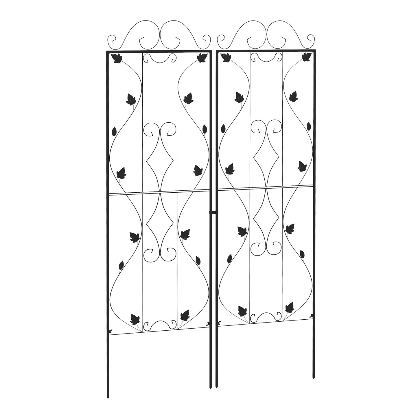 2 Pcs Garden Trellis for Climbing Plants, 71 x 20 in Outdoor Metal Trellis Plant Support Leaves and Curved Lines Trellises for Patio, Lawn, Backyard