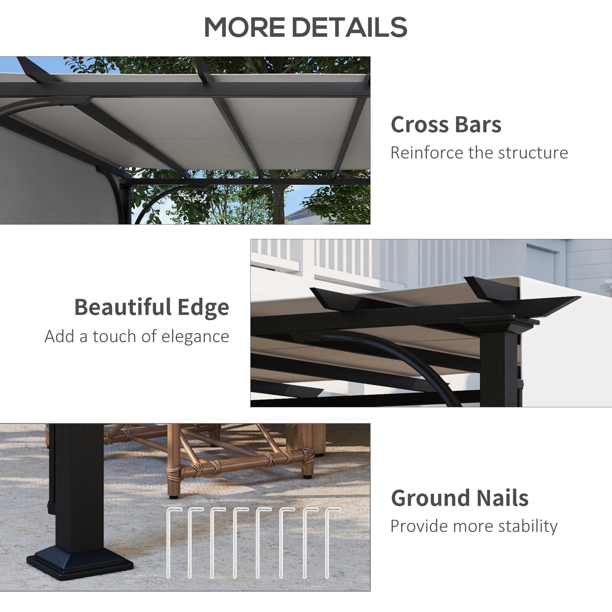 10' x 10' Outdoor Pergola Patio Gazebo Canopy Sun Shelter with Steel Frame, White