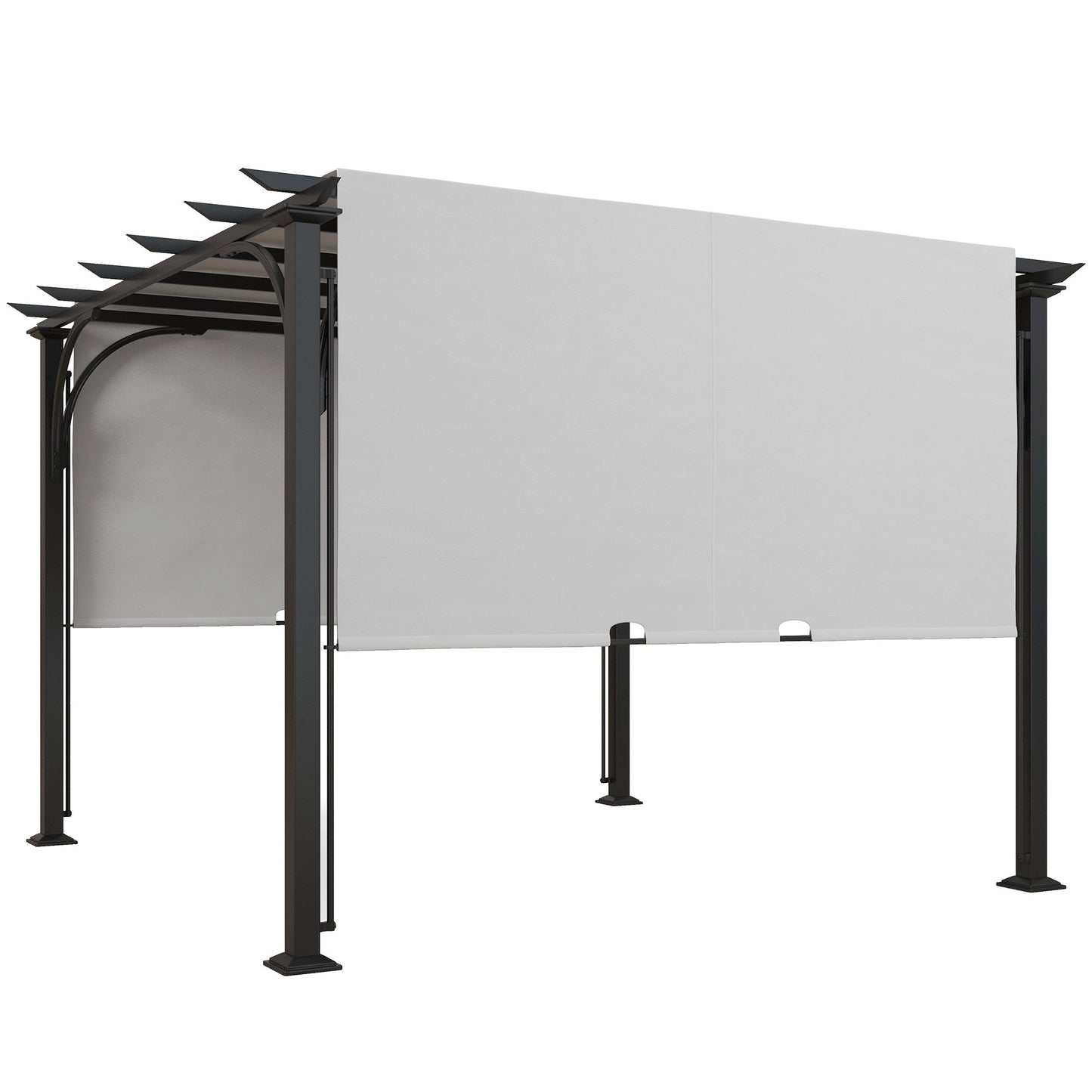 10' x 10' Outdoor Pergola Patio Gazebo Canopy Sun Shelter with Steel Frame, White