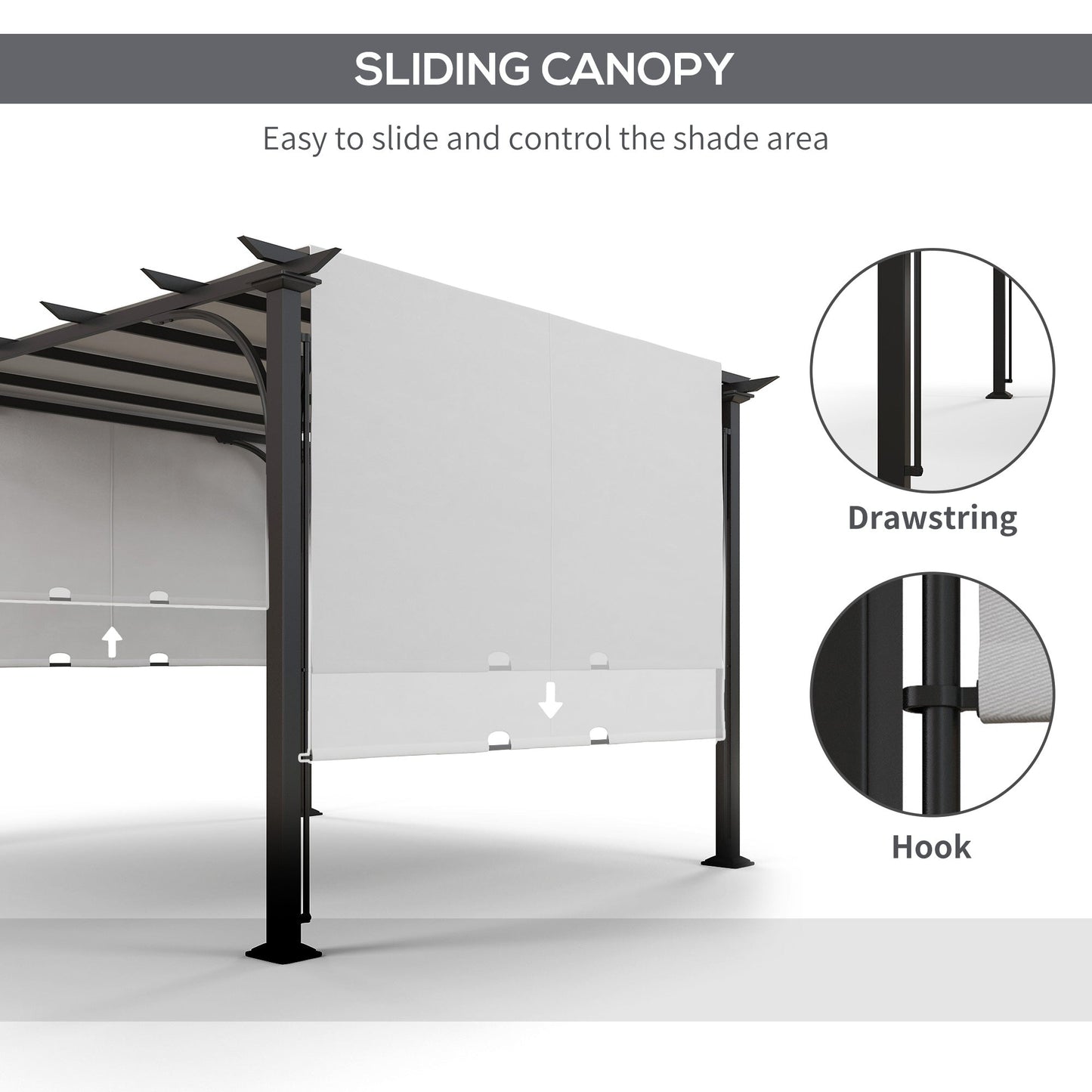 10' x 10' Outdoor Pergola Patio Gazebo Canopy Sun Shelter with Steel Frame, White