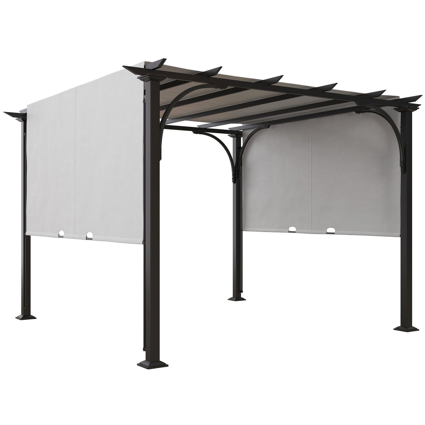 10' x 10' Outdoor Pergola Patio Gazebo Canopy Sun Shelter with Steel Frame, White