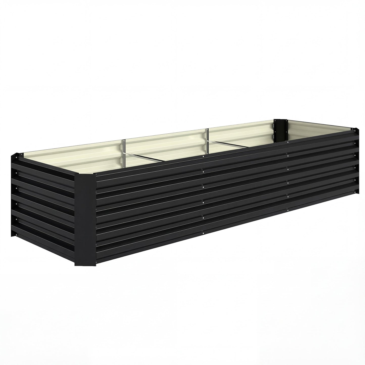 Galvanized Raised Garden Bed, 8 x 2.6 x 1.5ft Rectangular Planter Box, Reinforced Outdoor Raised Bed with Open Bottom for Vegetables, Flowers, Herbs, Black