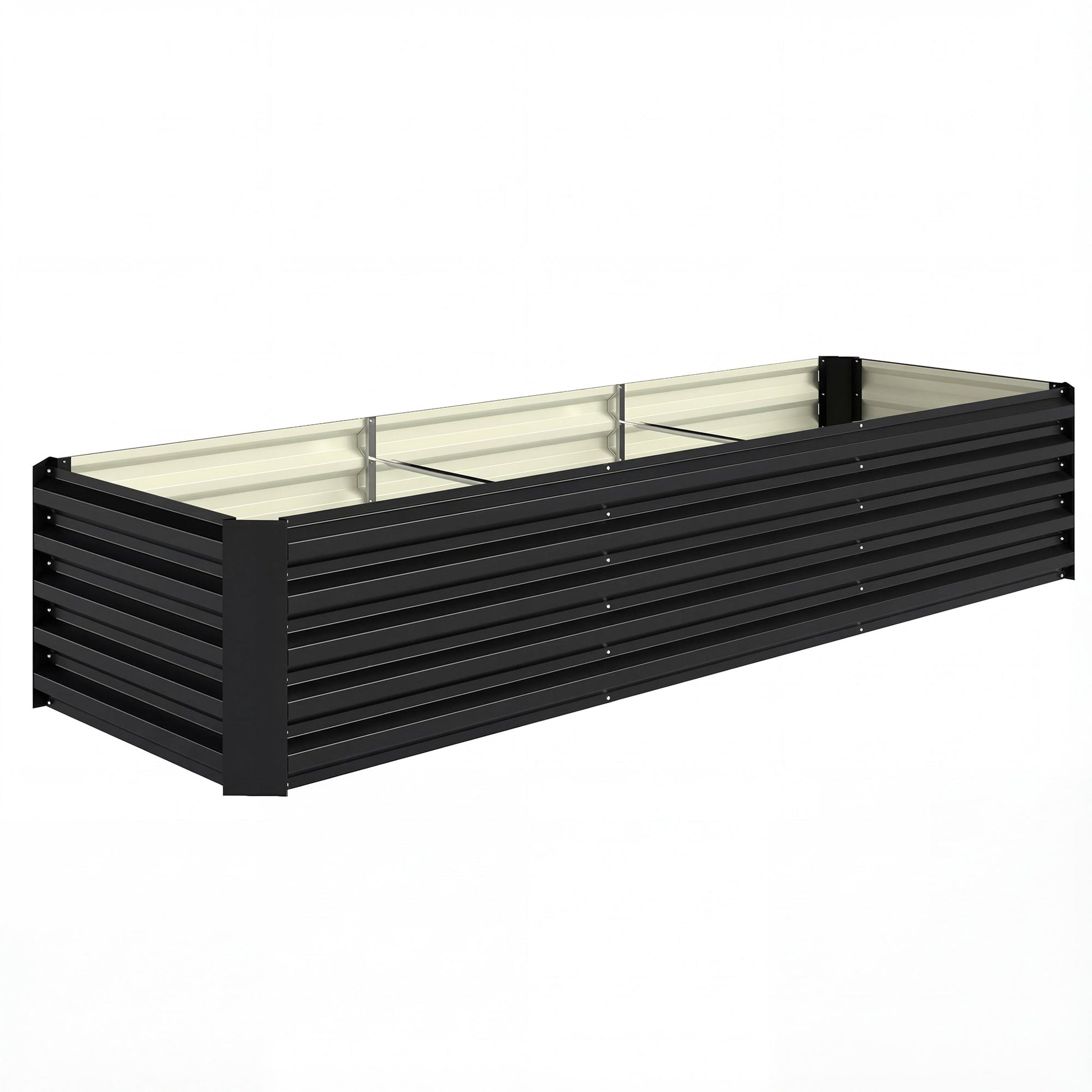 Galvanized Raised Garden Bed, 8 x 2.6 x 1.5ft Rectangular Planter Box, Reinforced Outdoor Raised Bed with Open Bottom for Vegetables, Flowers, Herbs, Black