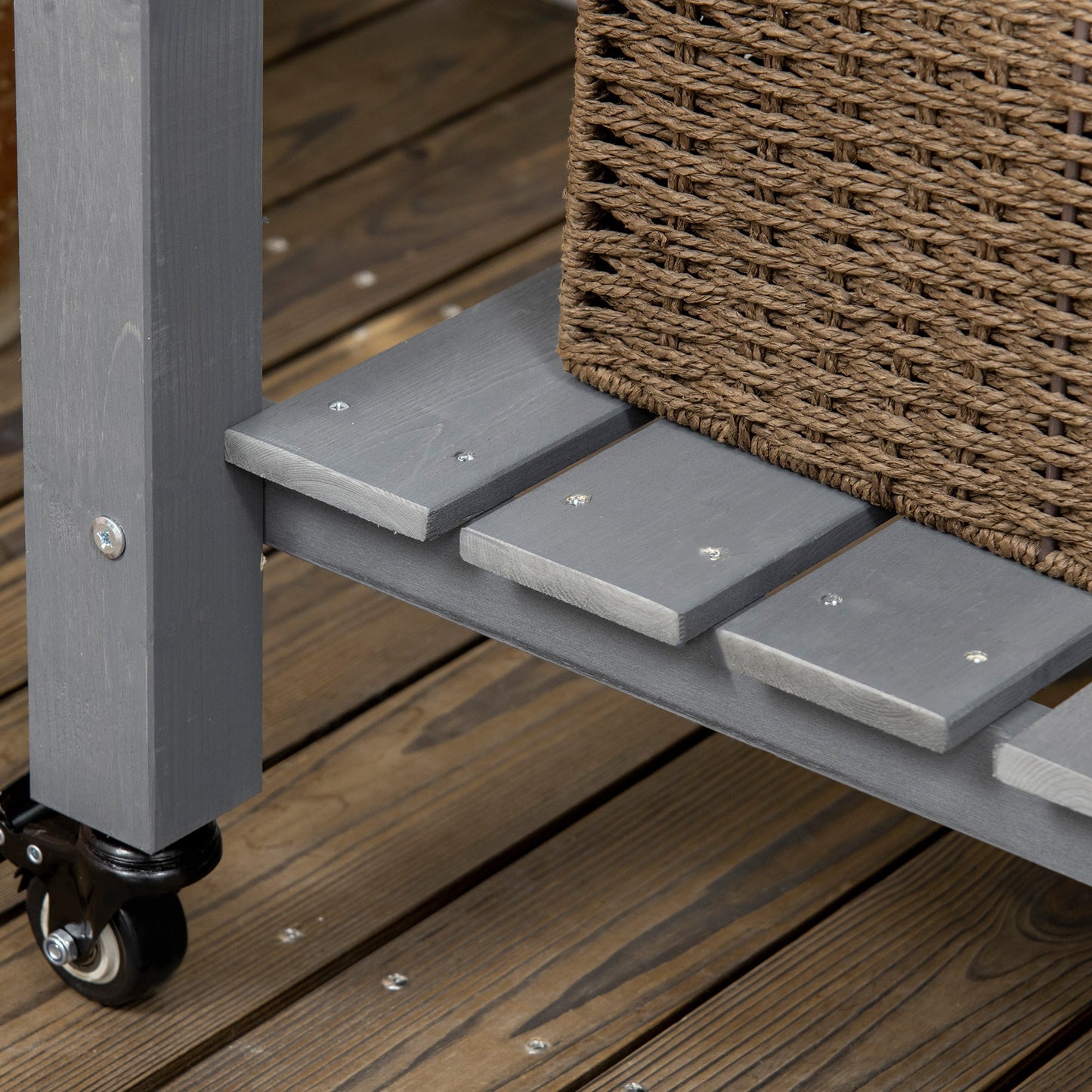 Raised Garden Bed Mobile Elevated Wood Planter Box w/ Lockable Wheels, Storage Shelf  for Herbs and Vegetables Backyard Patio Balcony Zebrano, Dark Grey