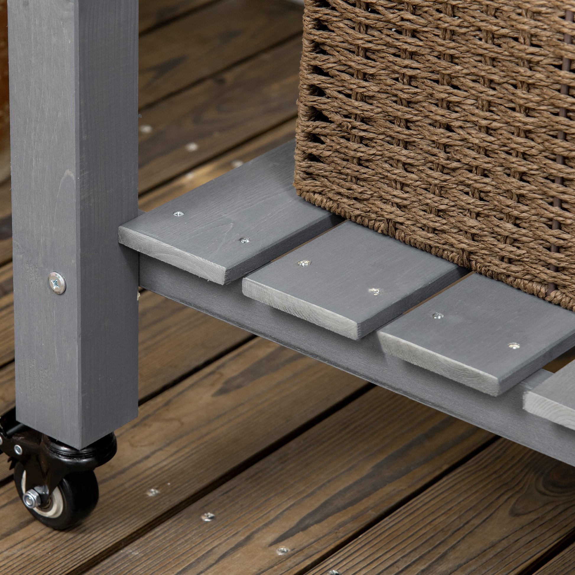 Raised Garden Bed Mobile Elevated Wood Planter Box w/ Lockable Wheels, Storage Shelf  for Herbs and Vegetables Backyard Patio Balcony Zebrano, Dark Grey
