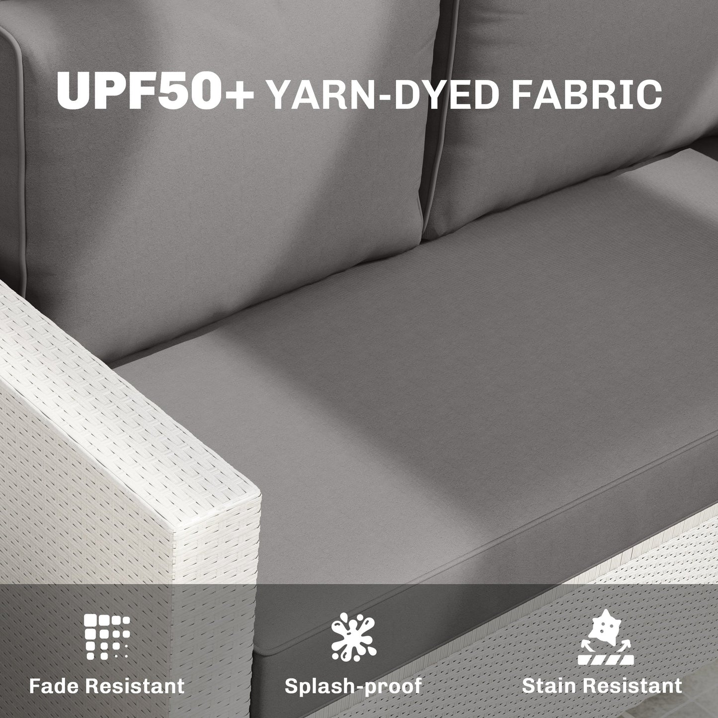 2 Seater Outdoor Seat Cushions with Backrest, Loveseat Double Sofa Outdoor Furniture Cushions, Fade-Resistant Replacement Patio Cushions for Indoor and Outdoor, Light Grey