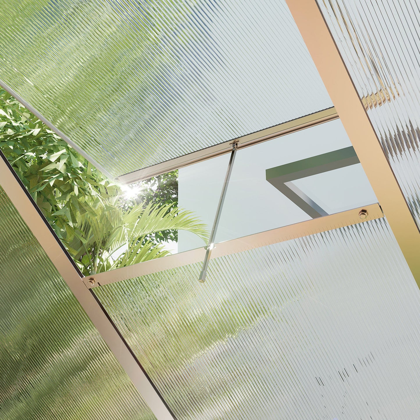 6' x 10' x 6.6' Polycarbonate Greenhouse, Walk-In Green House Kit Garden, Plants Grow, Galvanized Sheet Aluminum Frame with Rain Gutter, Vents and Sliding Door, Sliver