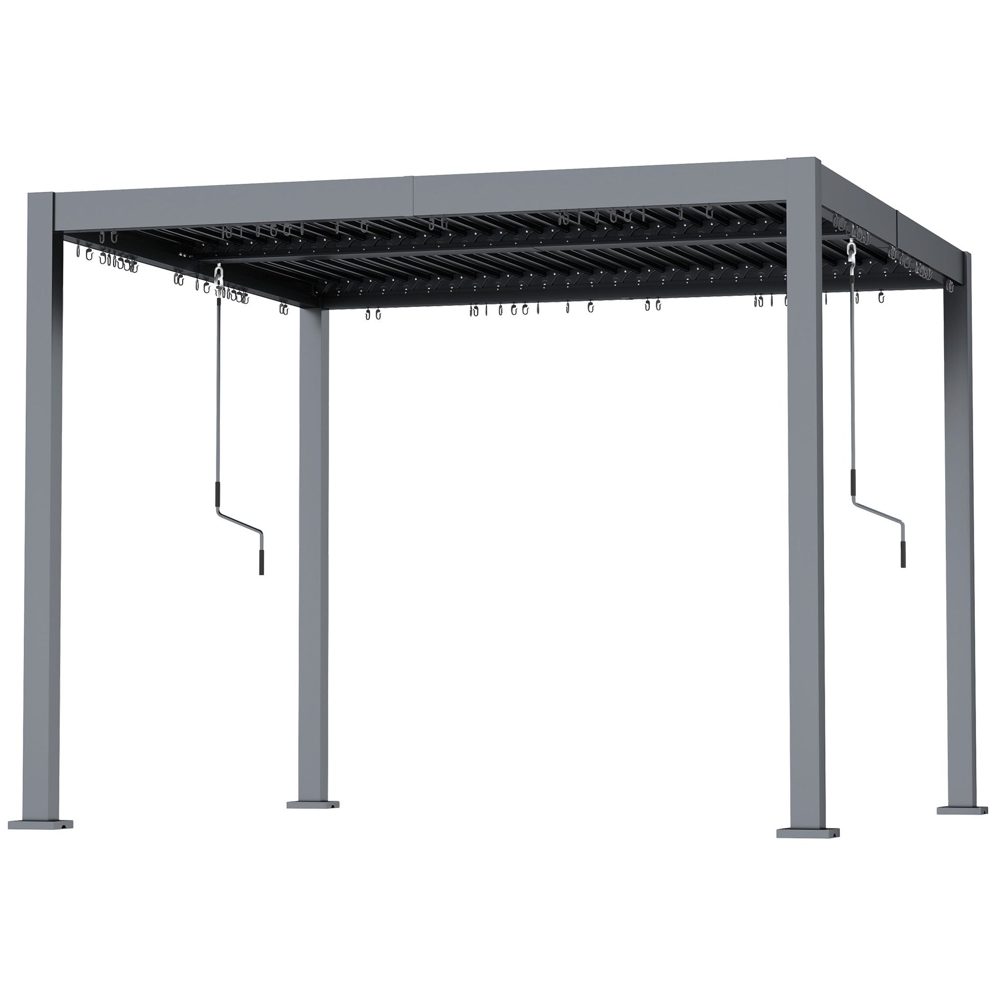 10' x 10' Louvered Pergola with Adjustable Metal Roof and Aluminum Frame, Outdoor Pergola Hardtop Gazebo with Drainage System, Water and UV Proof for Deck Backyard Patio