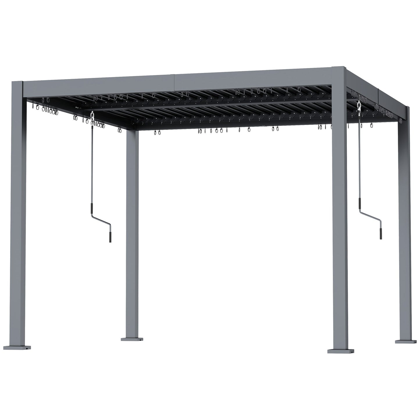 10' x 10' Louvered Pergola with Adjustable Metal Roof and Aluminum Frame, Outdoor Pergola Hardtop Gazebo with Drainage System, Water and UV Proof for Deck Backyard Patio