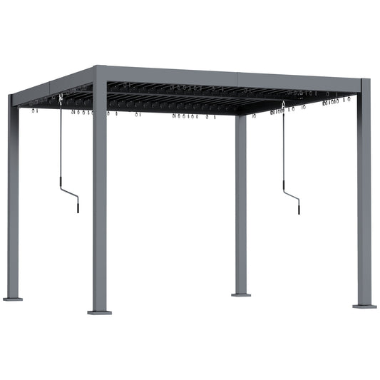 10' x 10' Louvered Pergola with Adjustable Metal Roof and Aluminum Frame, Outdoor Pergola Hardtop Gazebo with Drainage System, Water and UV Proof for Deck Backyard Patio