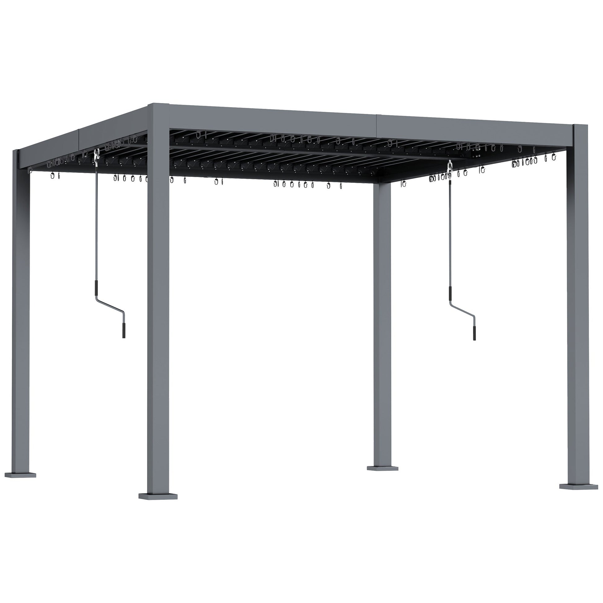 10' x 10' Louvered Pergola with Adjustable Metal Roof and Aluminum Frame, Outdoor Pergola Hardtop Gazebo with Drainage System, Water and UV Proof for Deck Backyard Patio