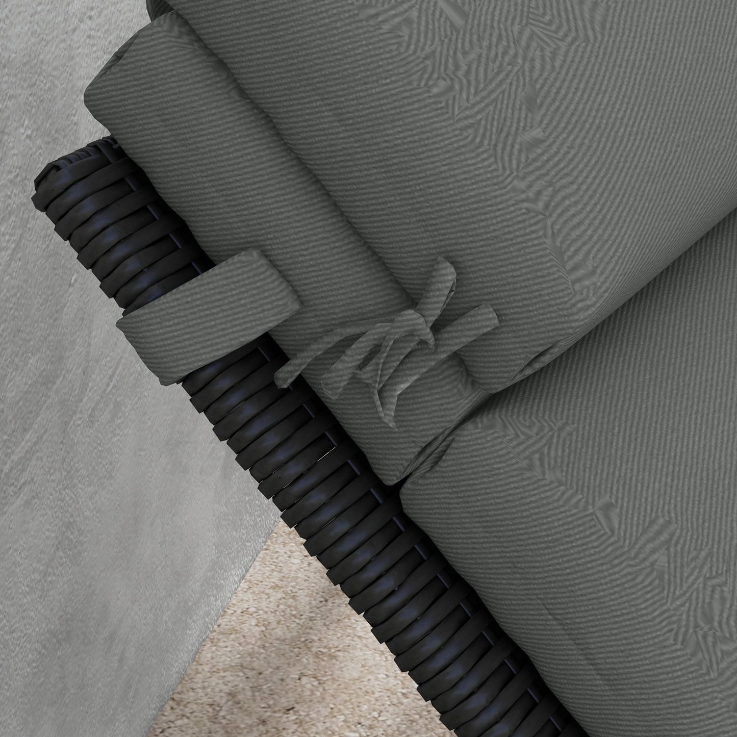 Set of 2 Outdoor Lounge Chair Cushions, Patio Chaise Lounge Cushions with Headrest and Ties, Water Resistant Replacement Sun Lounger Seat Pads, Grey