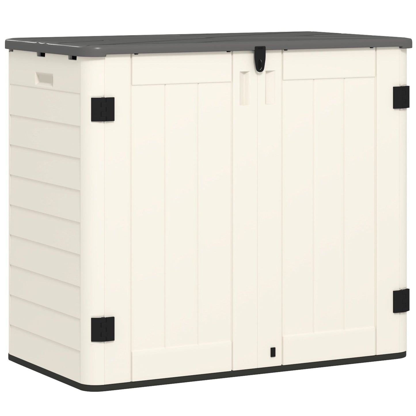 185 Gallon Outdoor Storage Cabinet Deck Box, Waterproof Horizontal Storage Shed with Openable Top and Lockable Doors for Lawnmower, Garbage Bin, Patio Accessories