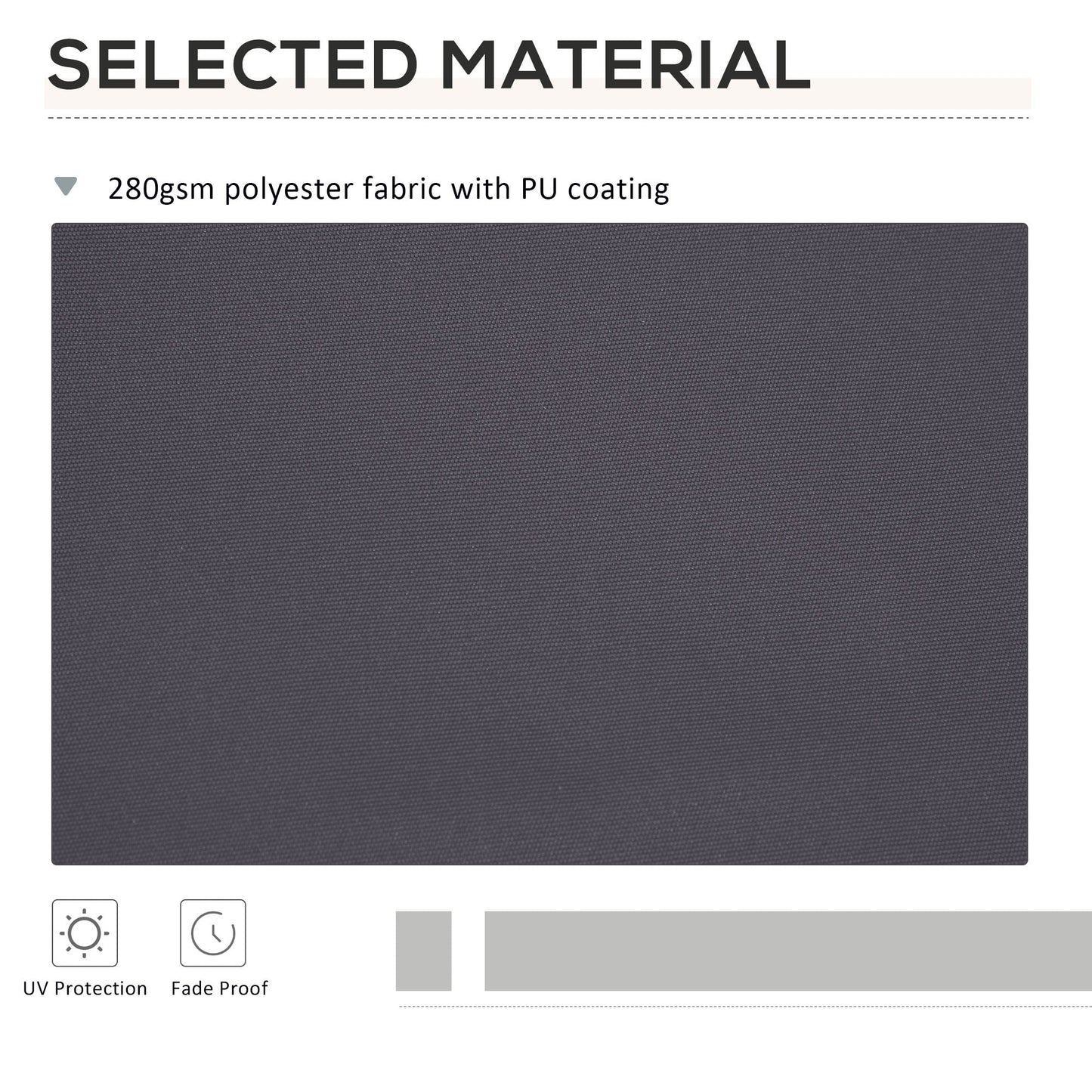 11' x 10' Retractable Awning Fabric Replacement Outdoor Sunshade Canopy Awning Cover, UV Protection, Grey