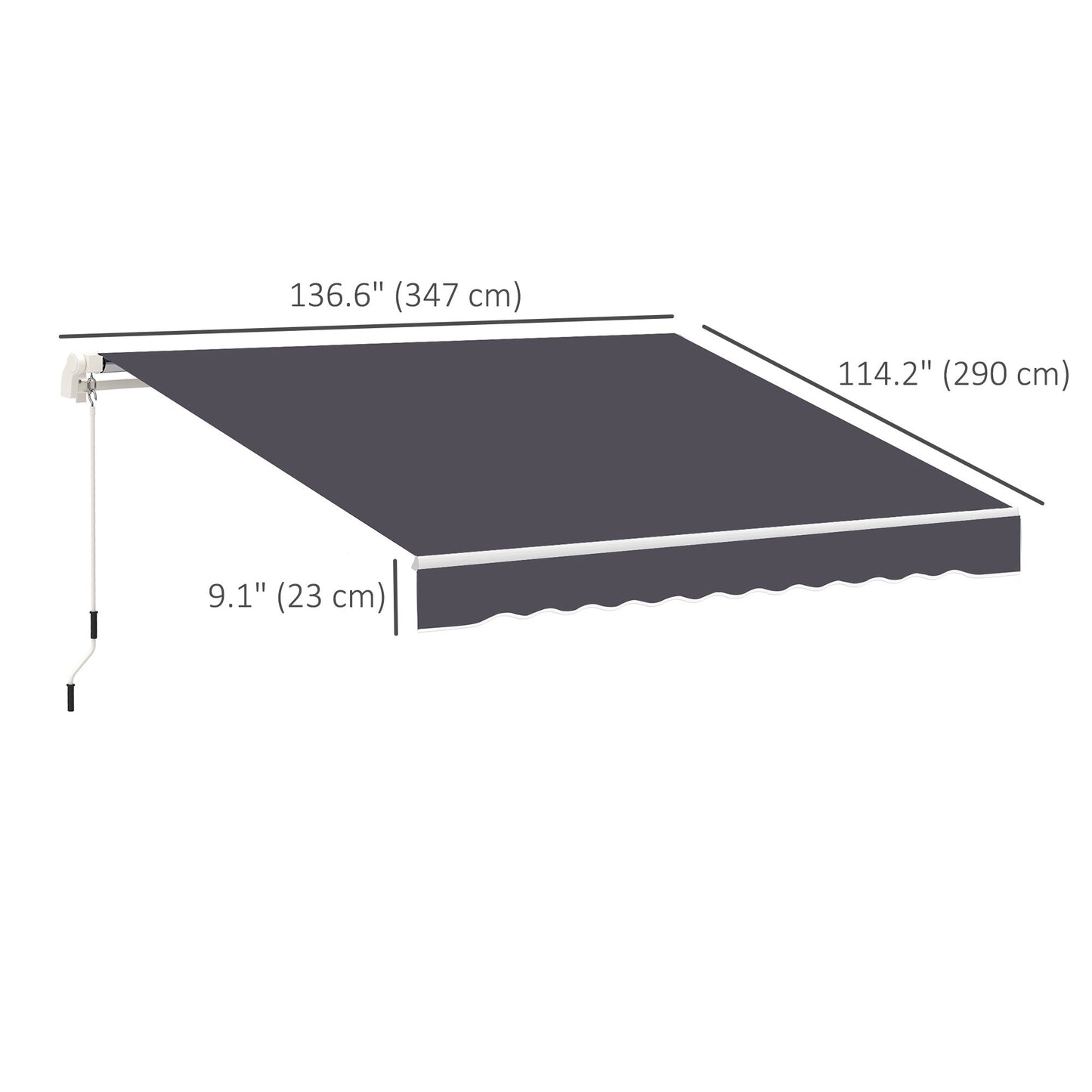 11' x 10' Retractable Awning Fabric Replacement Outdoor Sunshade Canopy Awning Cover, UV Protection, Grey