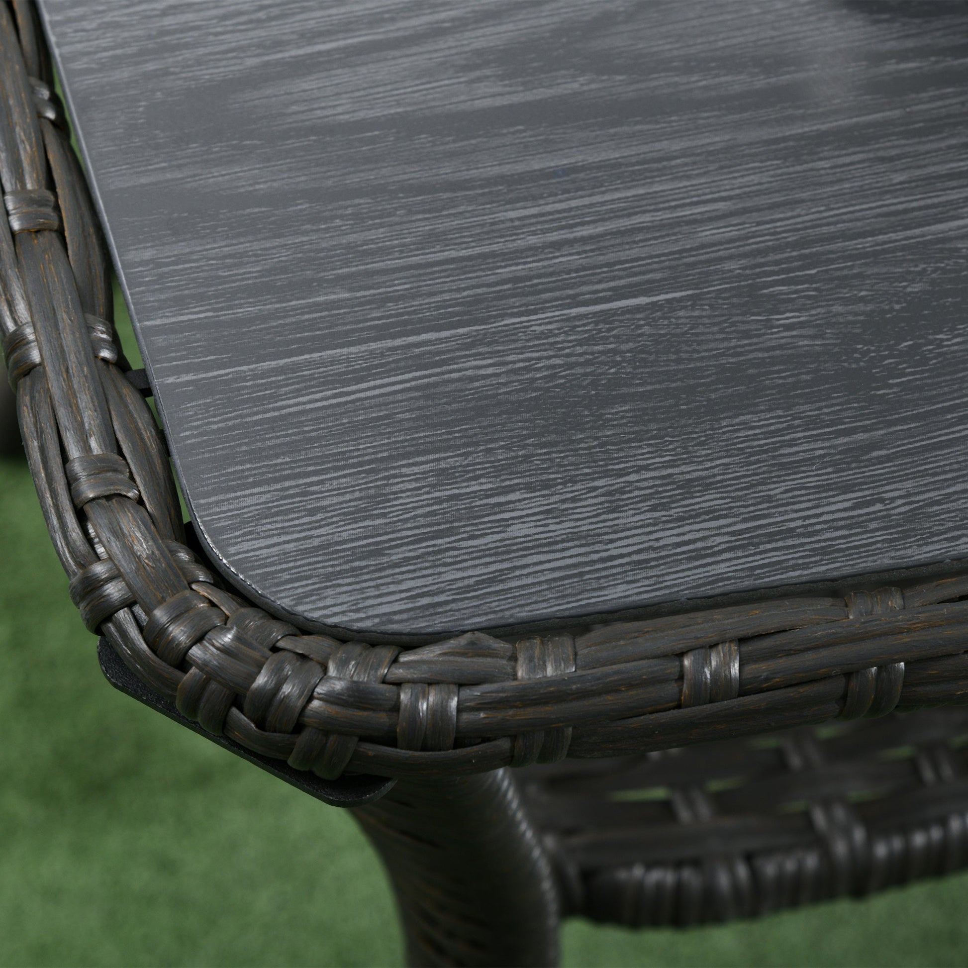 43.3" PE Rattan Outdoor Coffee Table with Storage Shelf, Hand-Woven Patio Wicker Side Table, 2-Layer Storage Table with Glass Top, for Garden, Porch, Backyard, Black