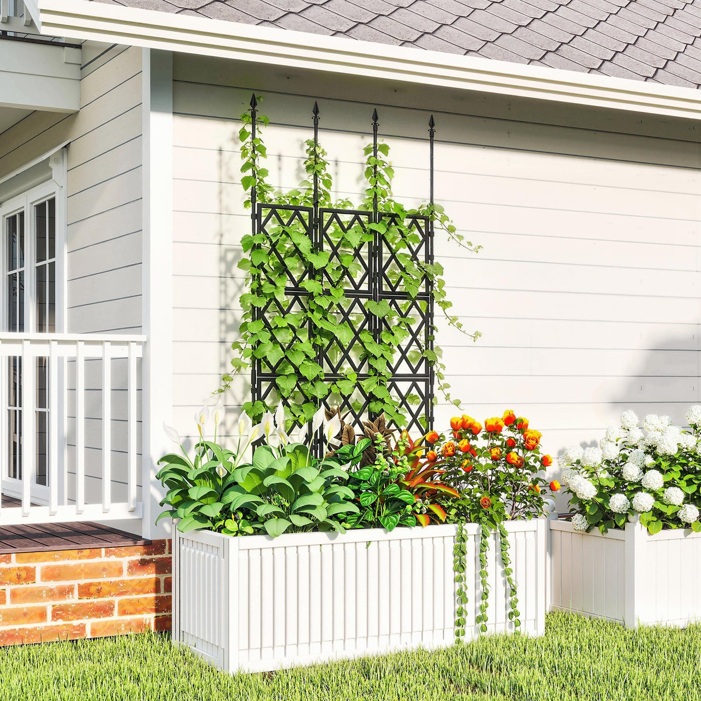 Foldable Garden Trellis, 33.5 x 77.6 Inch Lattice Climbing Support Trellis for Garden Indoor Outdoor, DIY Assembly for Vines, Vegetables, Flowers, Fruits, Black