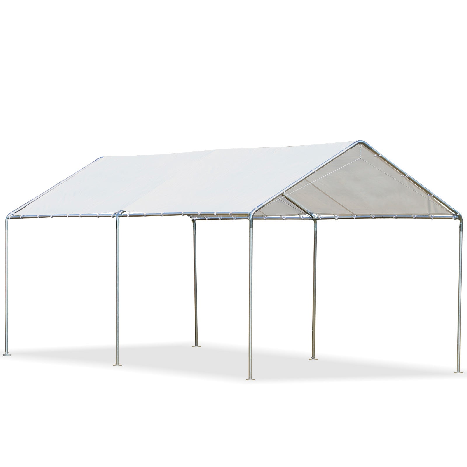 10' x 20' Carport Heavy Duty Galvanized Car Canopy with Included Anchor Kit, 3 Reinforced Steel Cables, White